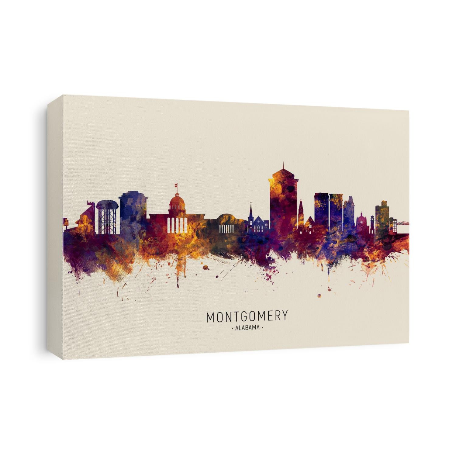 Watercolor art print of the skyline of Montgomery, Alabama, United States
