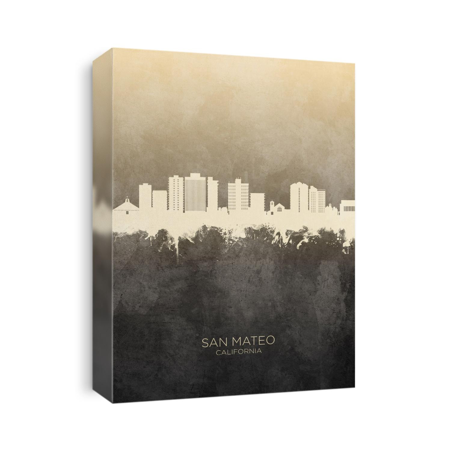 Watercolor art print of the skyline of San Mateo, California, United States