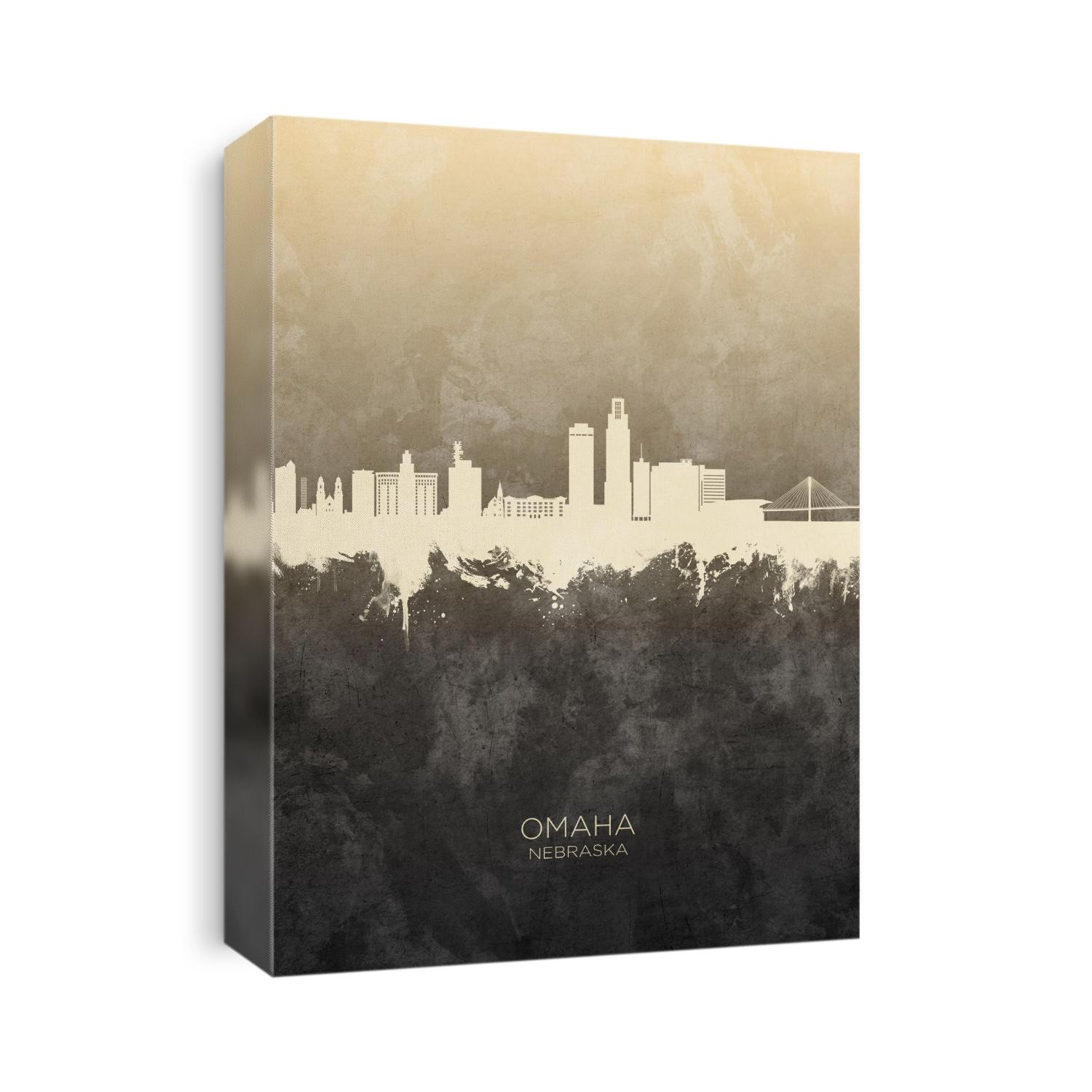 Watercolor art print of the skyline of Omaha, Nebraska