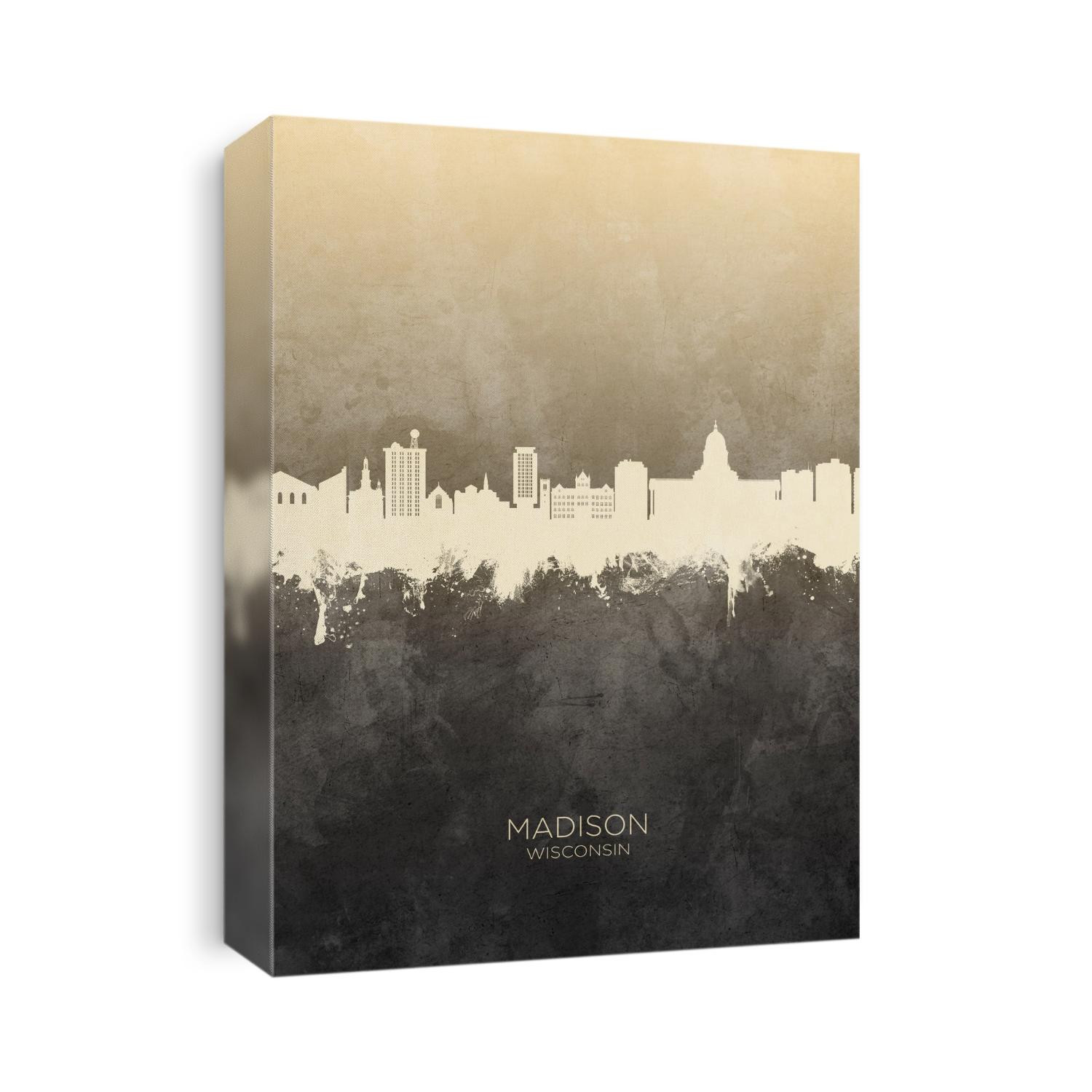 Watercolor art print of the skyline of Madison, Wisconsin, United States