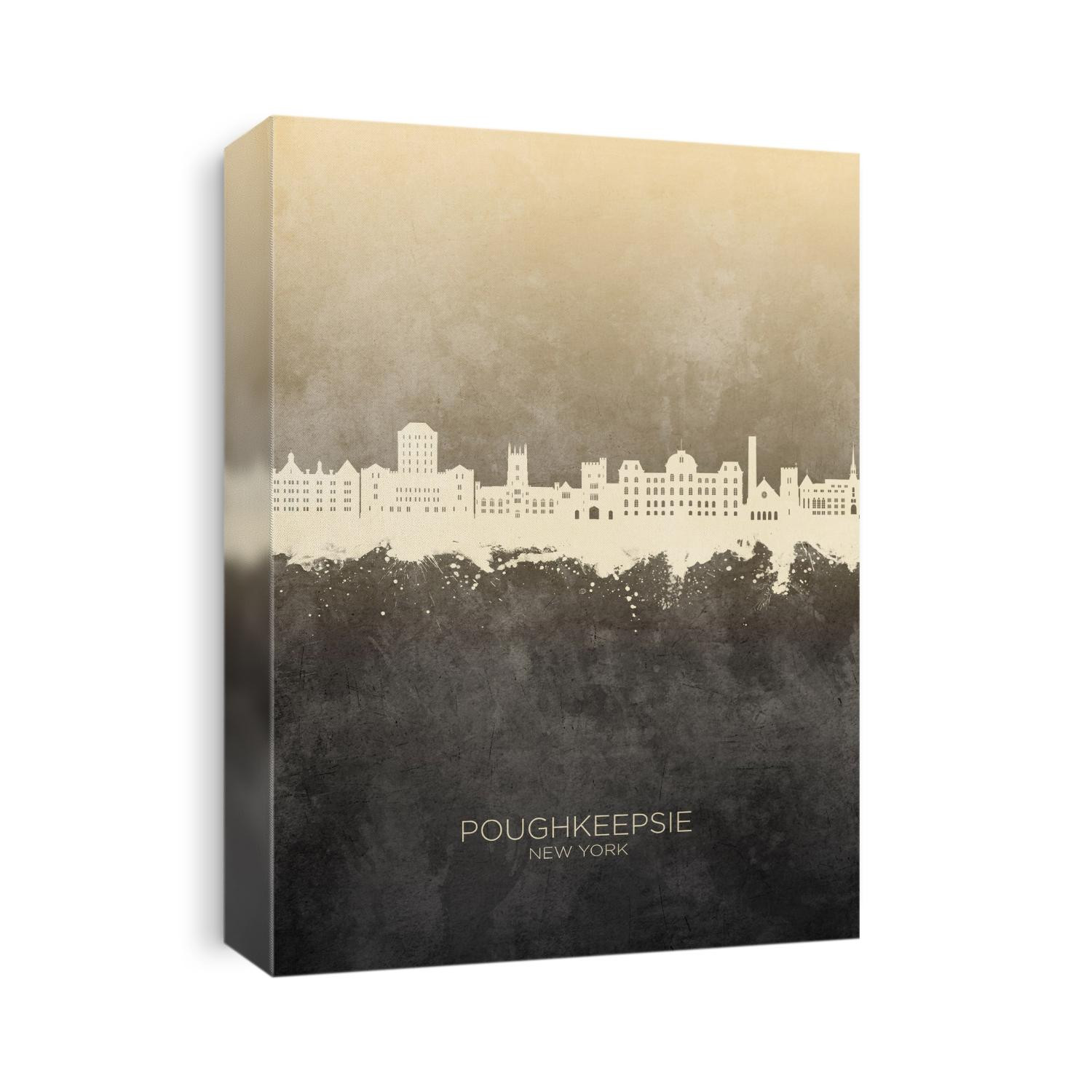 Watercolor art print of the skyline of Poughkeepsie, New York