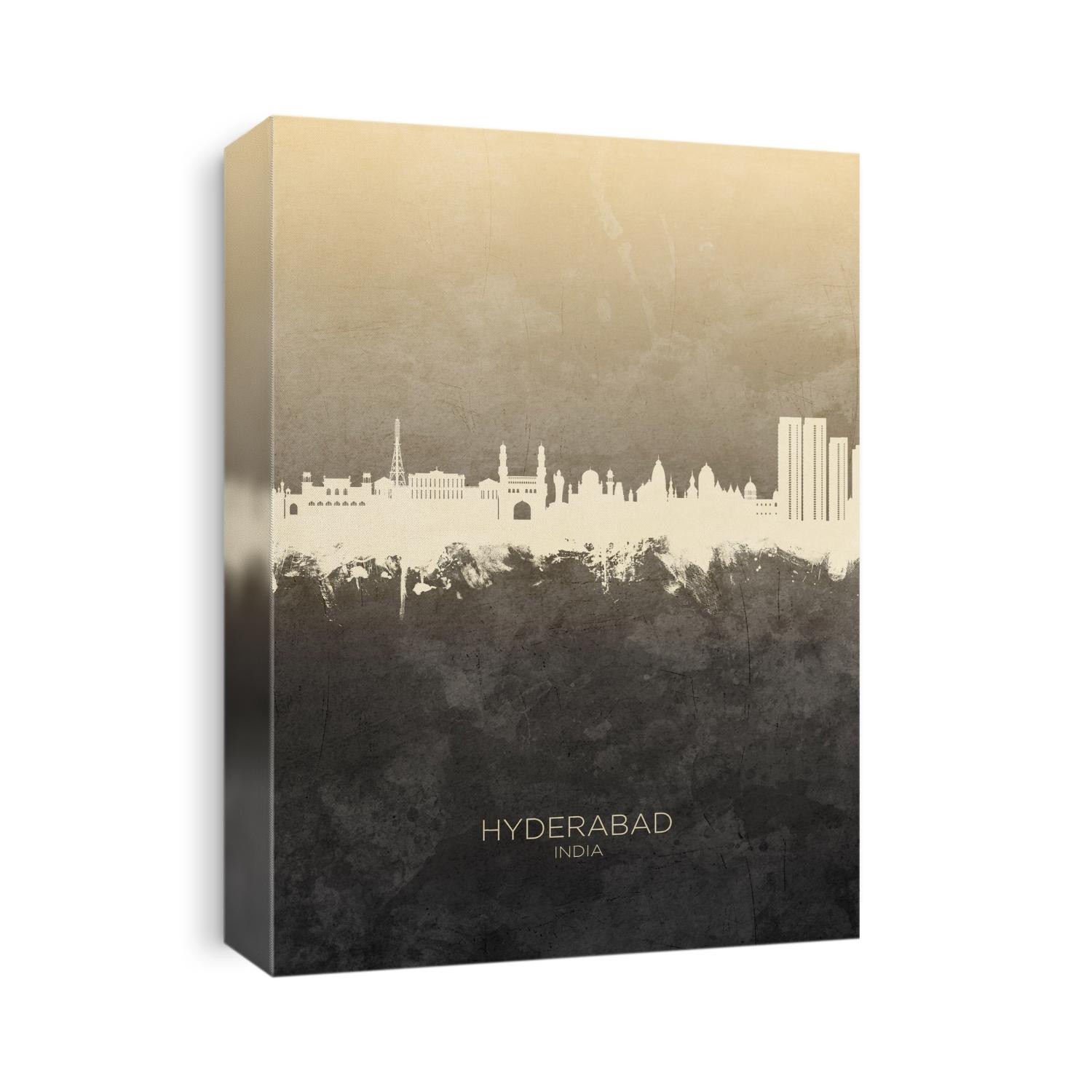 Watercolor art print of the skyline of Hyderabad, India
