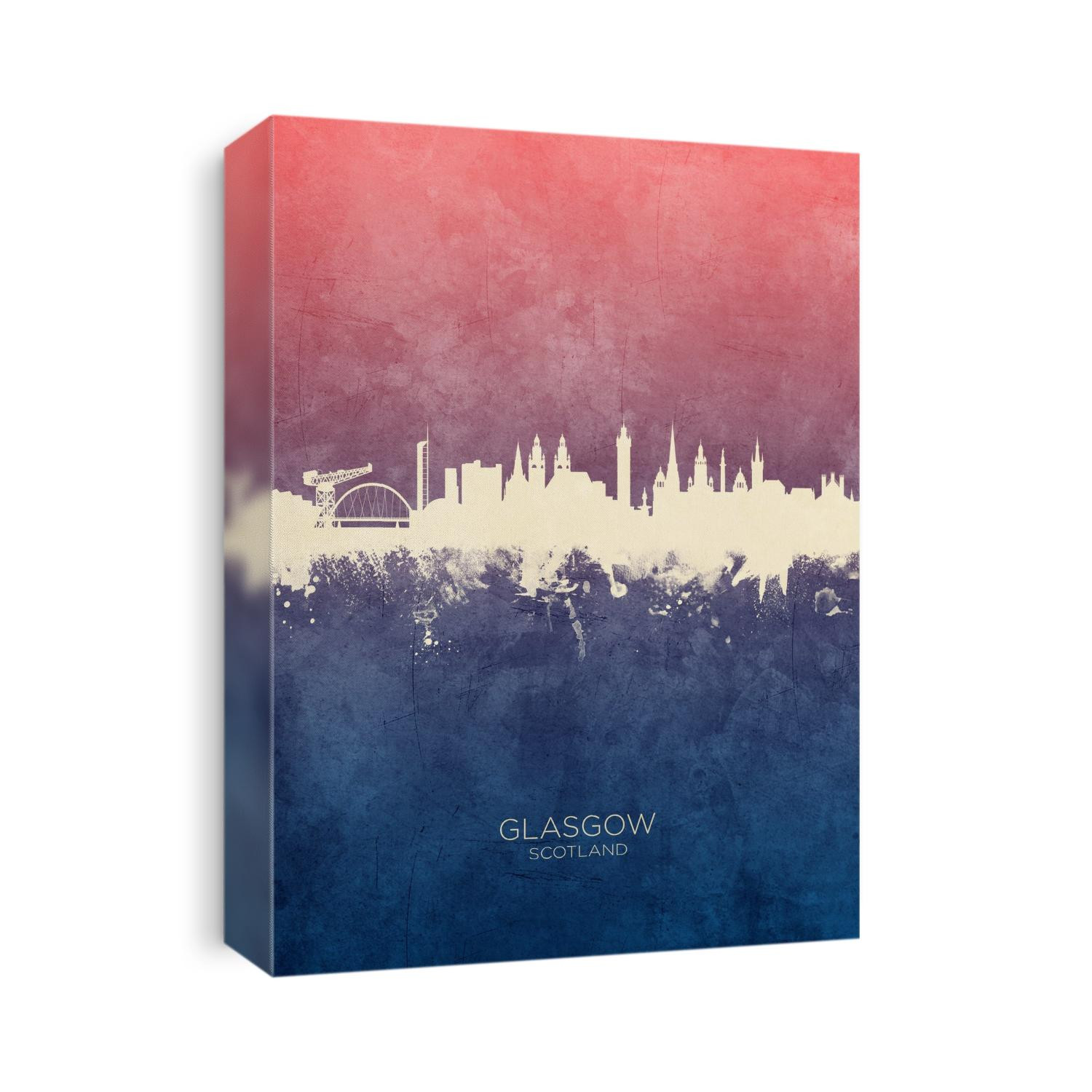 Watercolor art print of the skyline of Glasgow, Scotland, United Kingdom