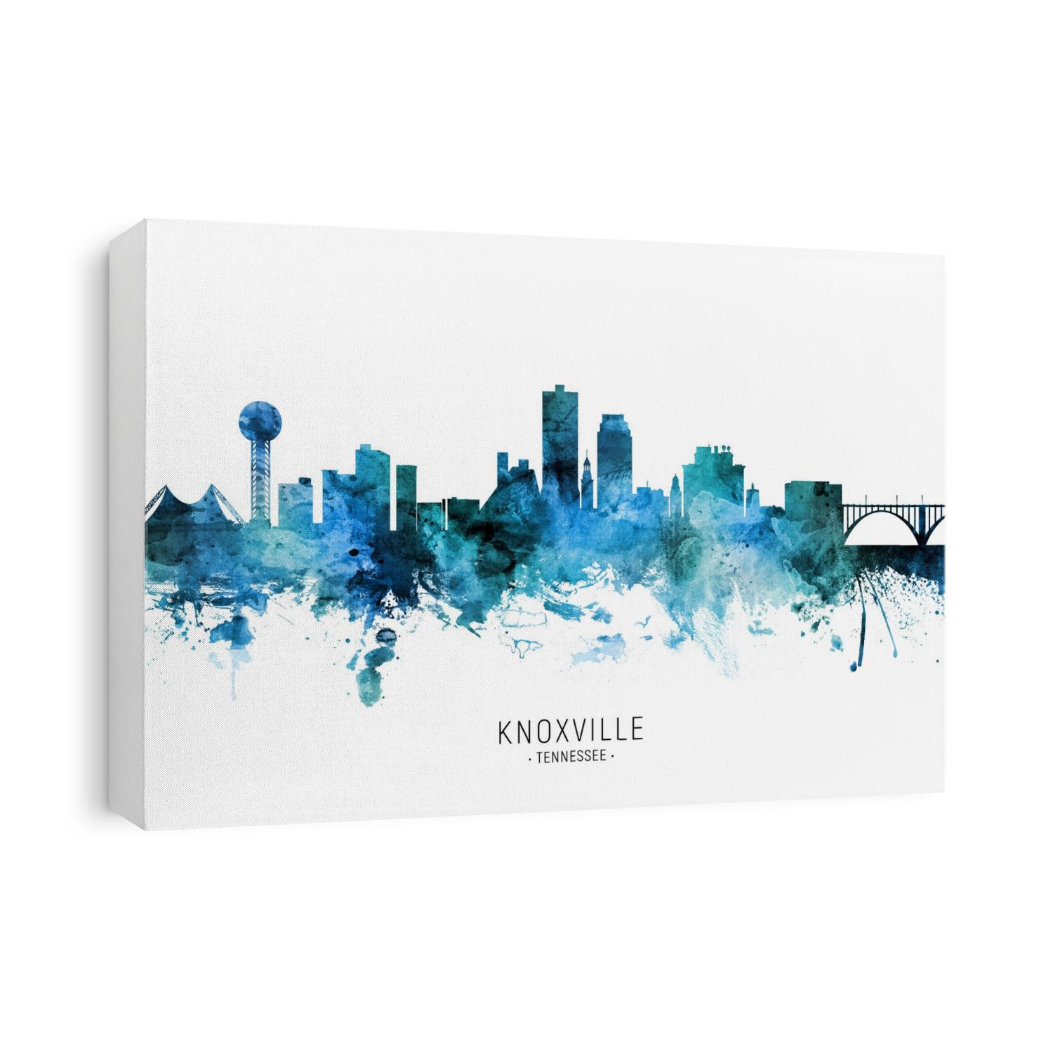 Watercolor art print of the skyline of Knoxville, Tennessee, United States