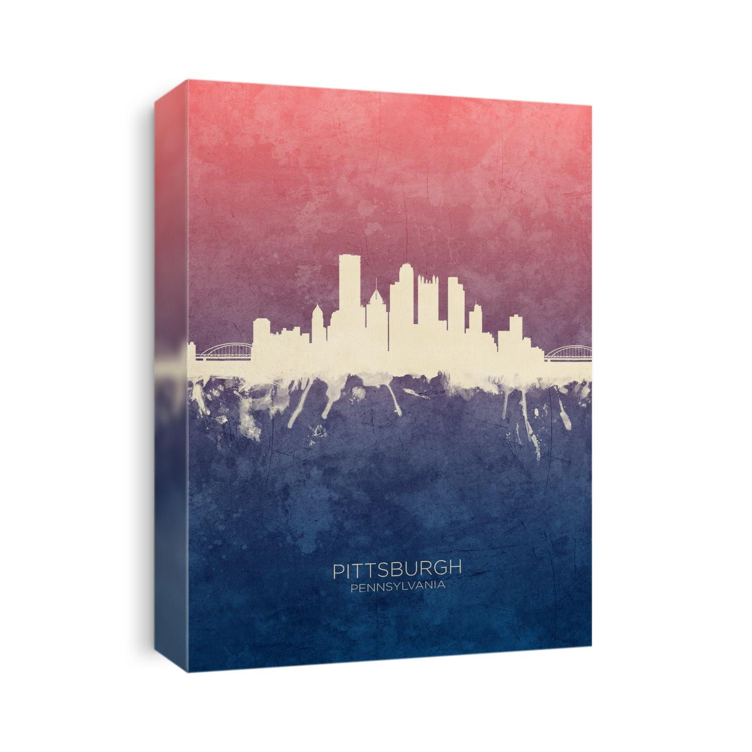 Watercolor art print of the skyline of Pittsburgh, Pennsylvania, United States