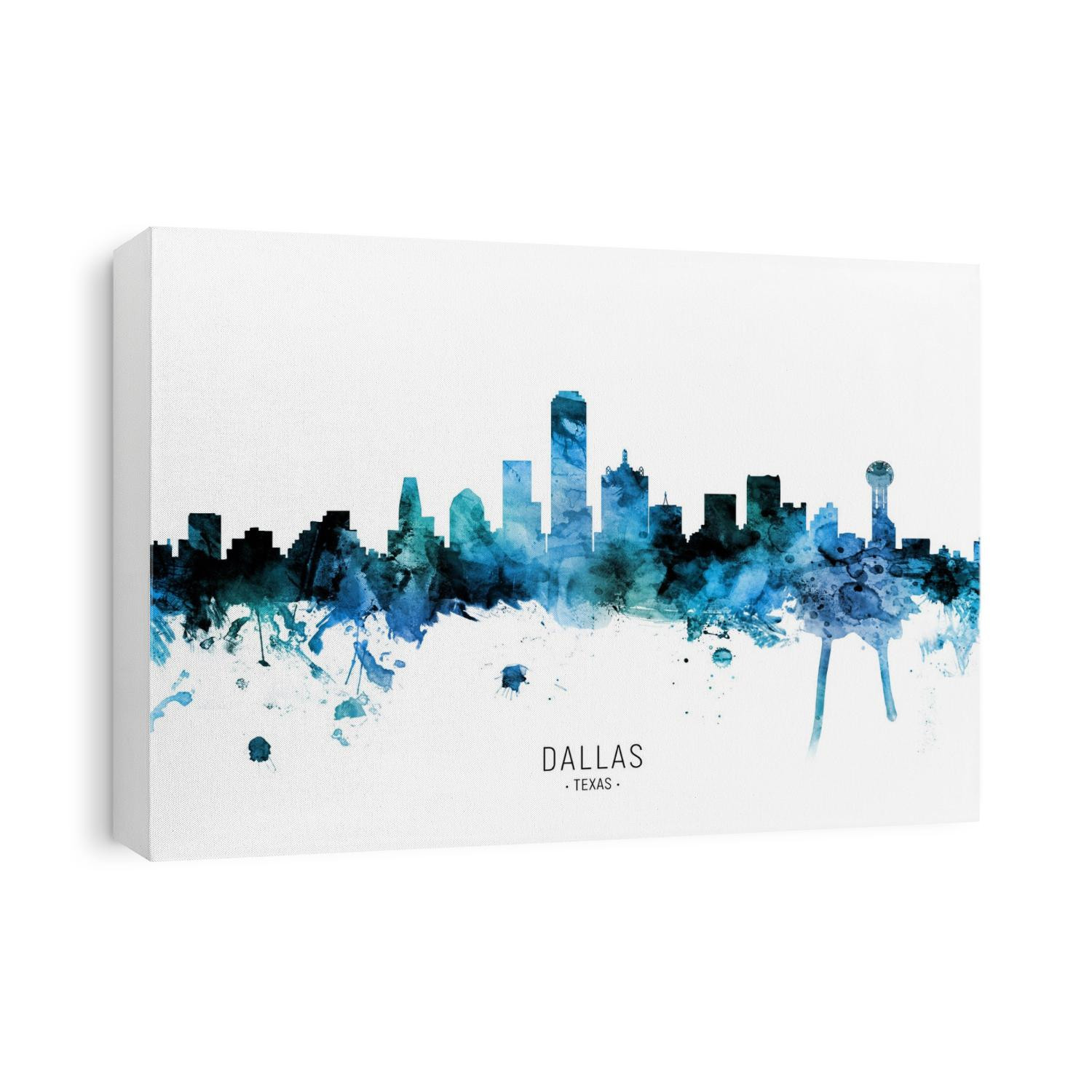 Watercolor art print of the skyline of Dallas, Texas, United States
