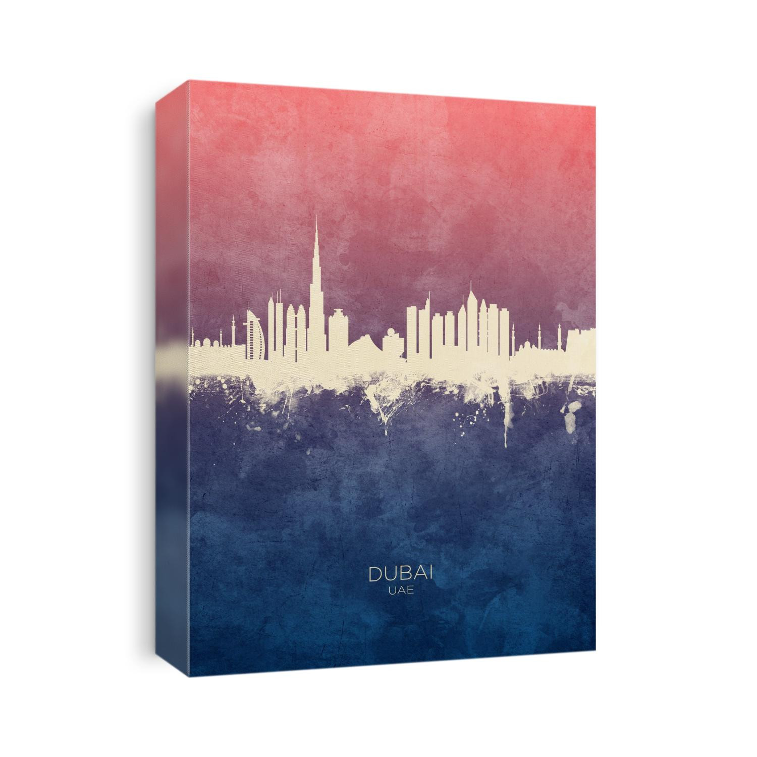 Watercolor art print of the skyline of Dubai, UAE