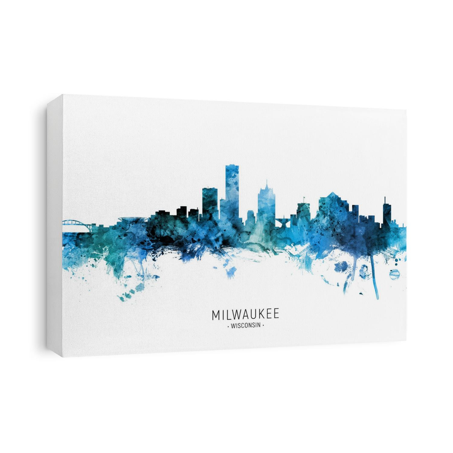 Watercolor art print of the skyline of Milwaukee, Wisconsin, United States
