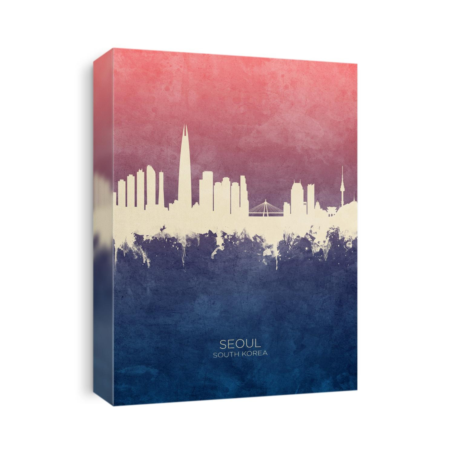 Watercolor art print of the skyline of Seoul, South Korea