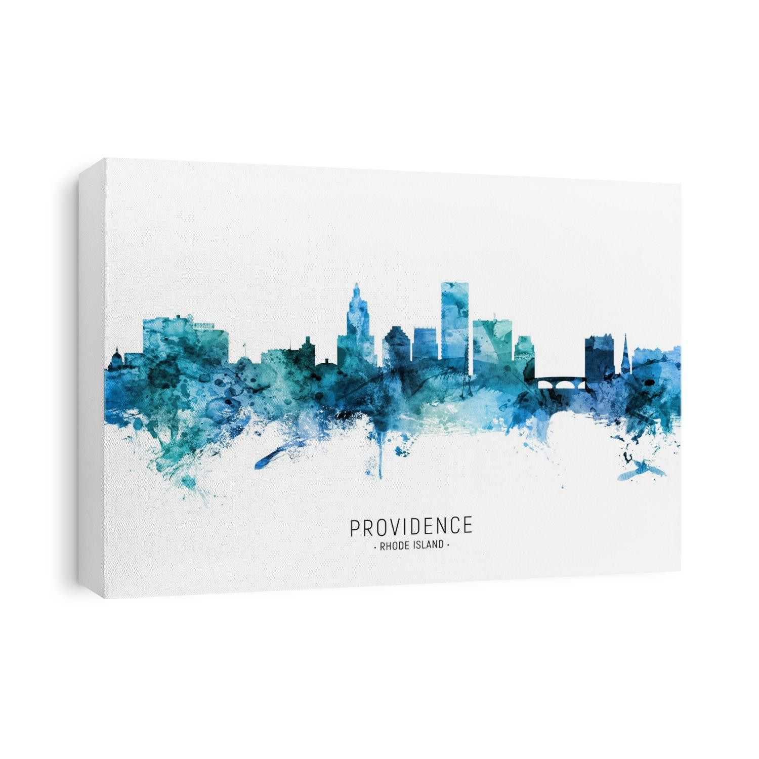 Watercolor art print of the skyline of Providence, Rhode Island, United States