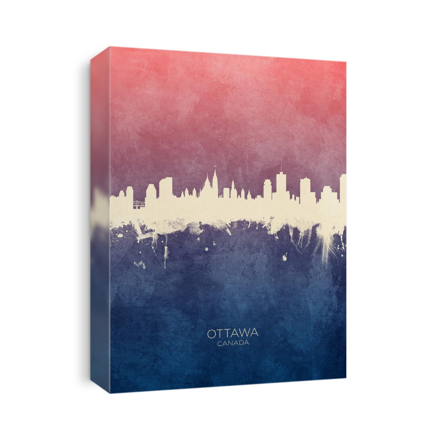 Watercolor art print of the skyline of Ottawa, Canada