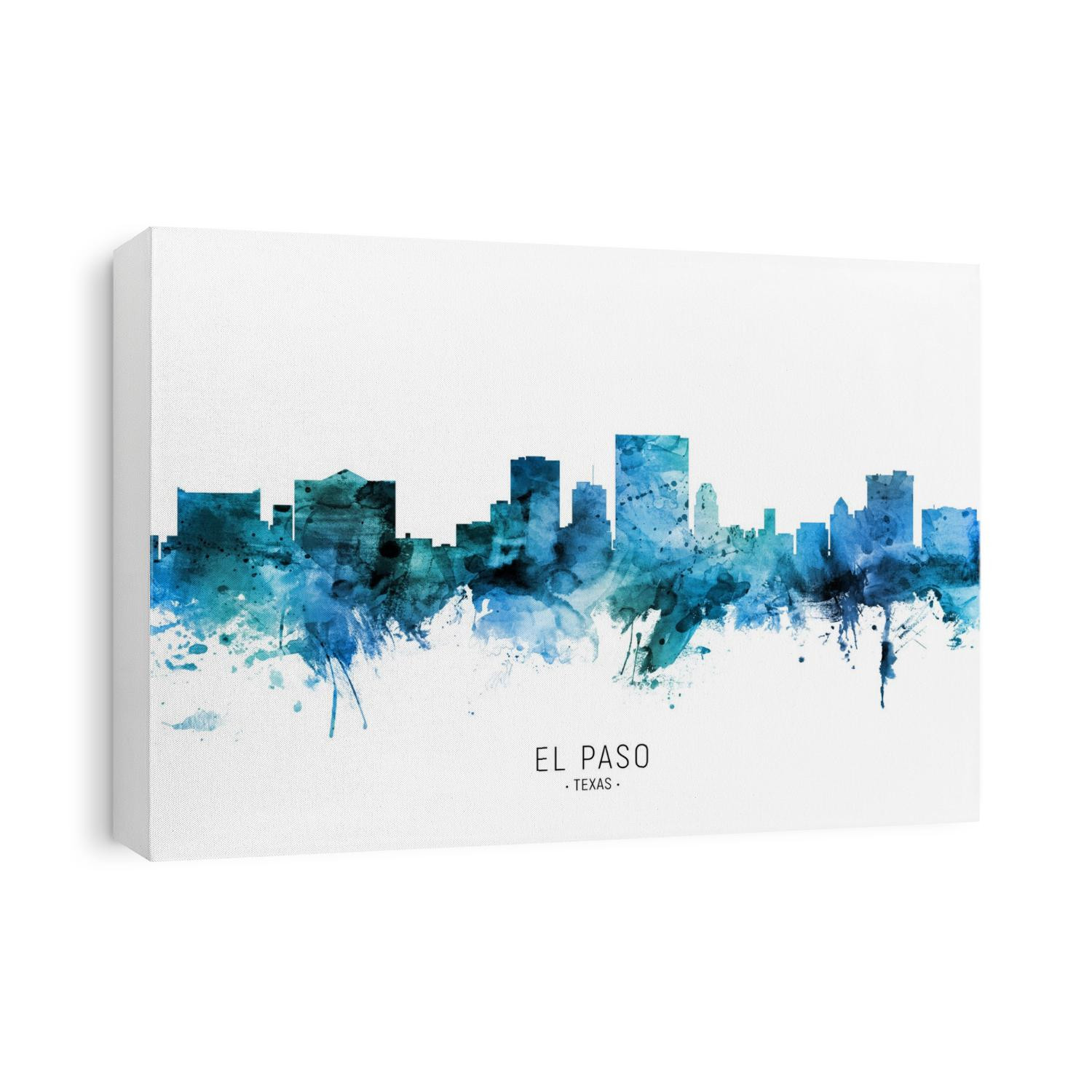 Watercolor art print of the skyline of El Paso, Texas, United States