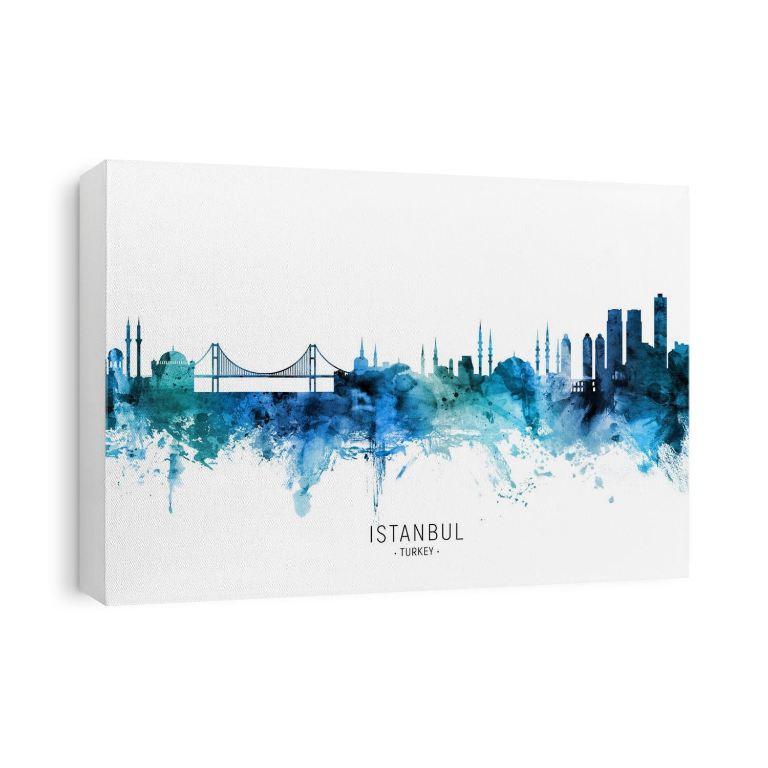 Watercolor art print of the skyline of Istanbul, Turkey