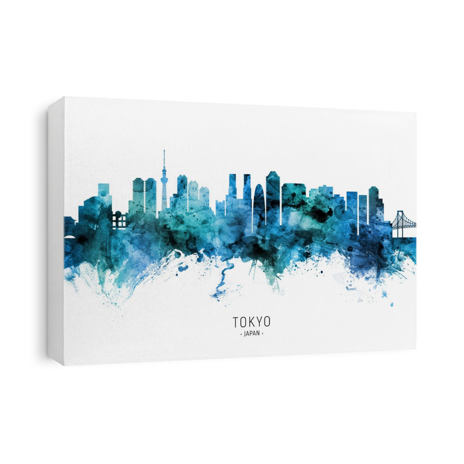 Watercolor art print of the skyline of Tokyo, Japan