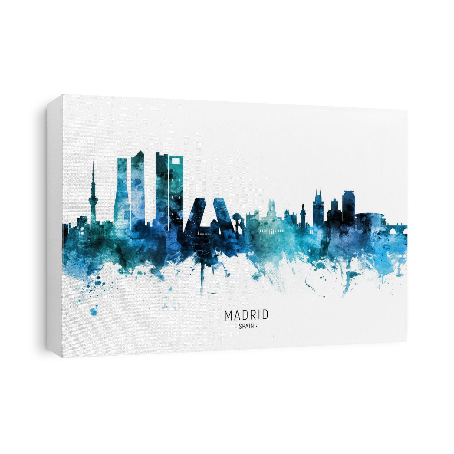 Watercolor art print of the skyline of Madrid, Spain