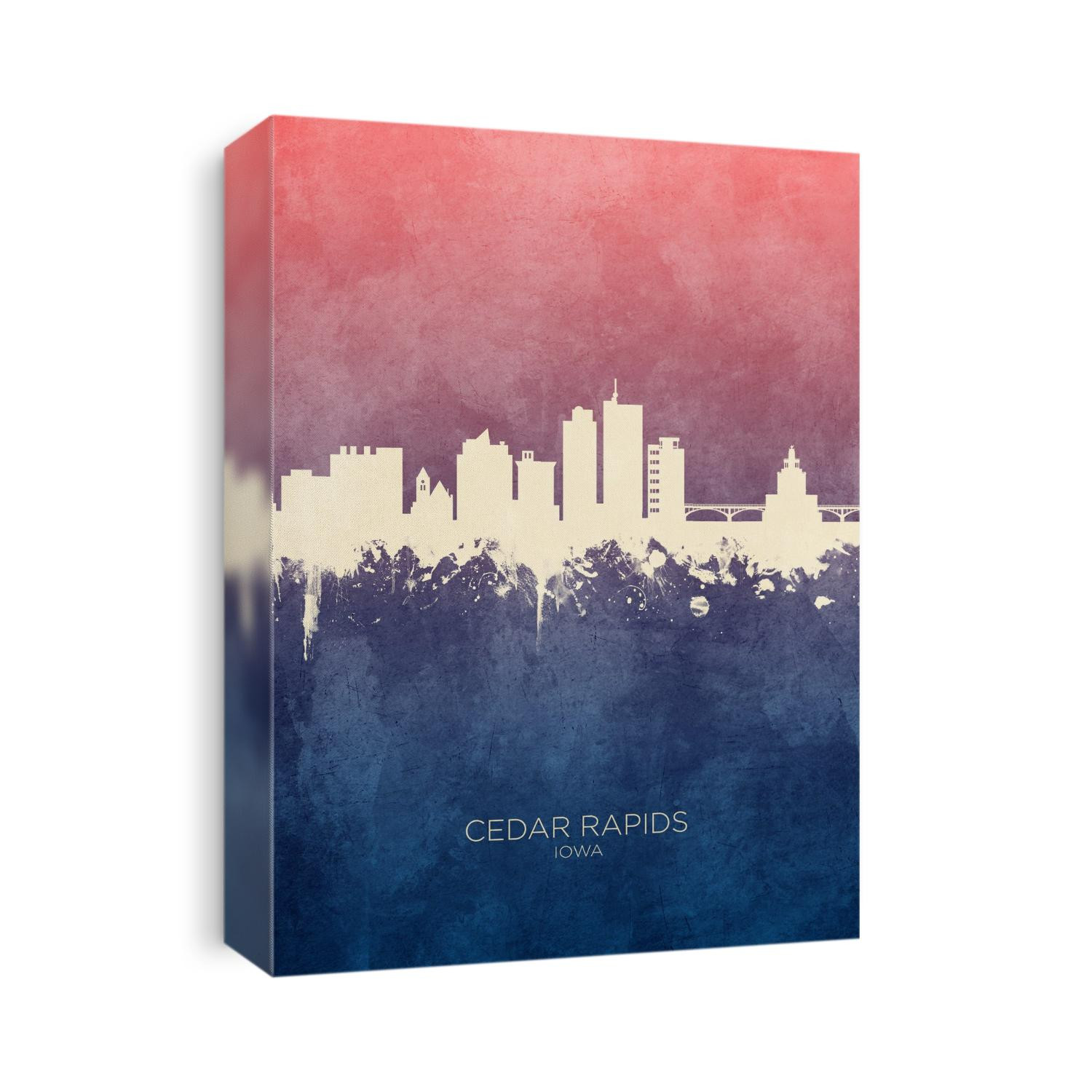 Watercolor art print of the skyline of Cedar Rapids, Iowa, United States