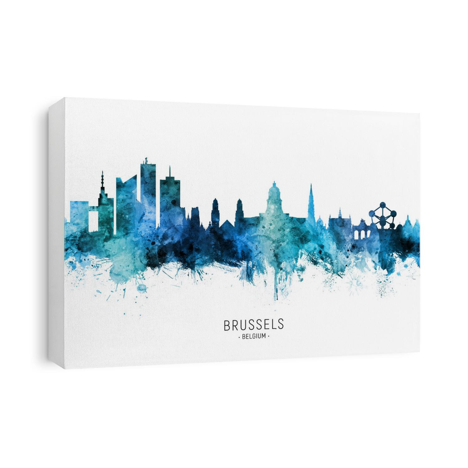 Watercolor art print of the skyline of Brussels, Belgium