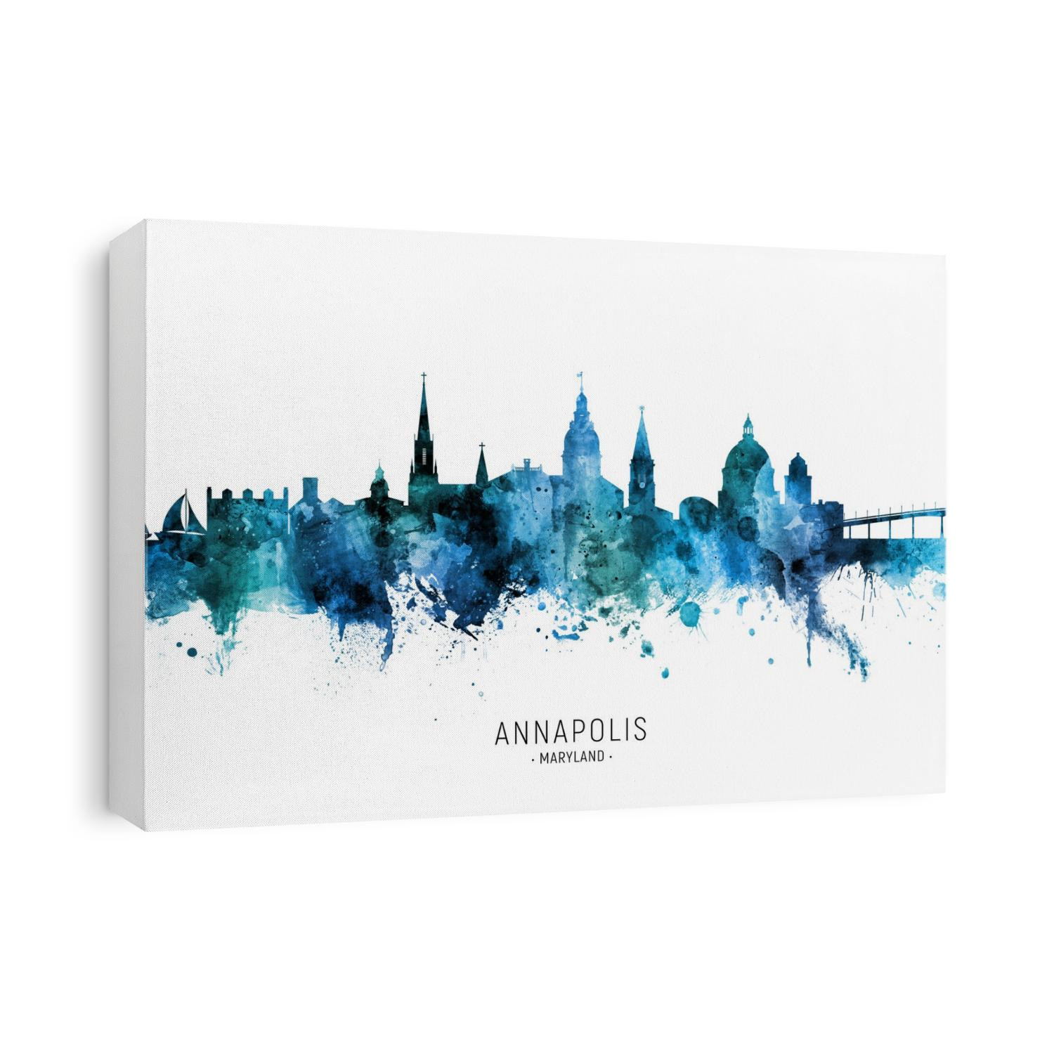 Watercolor art print of the skyline of Annapolis, Maryland, United States