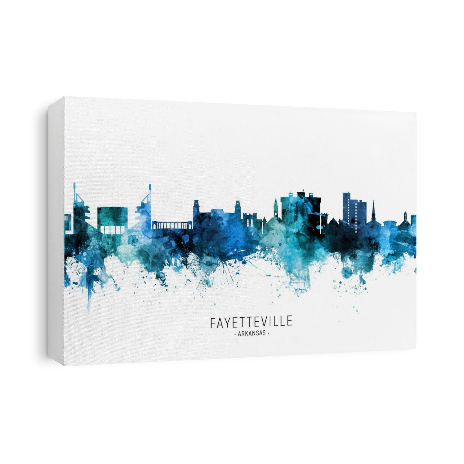 Watercolor art print of the skyline of Fayetteville, Arkansas, United States