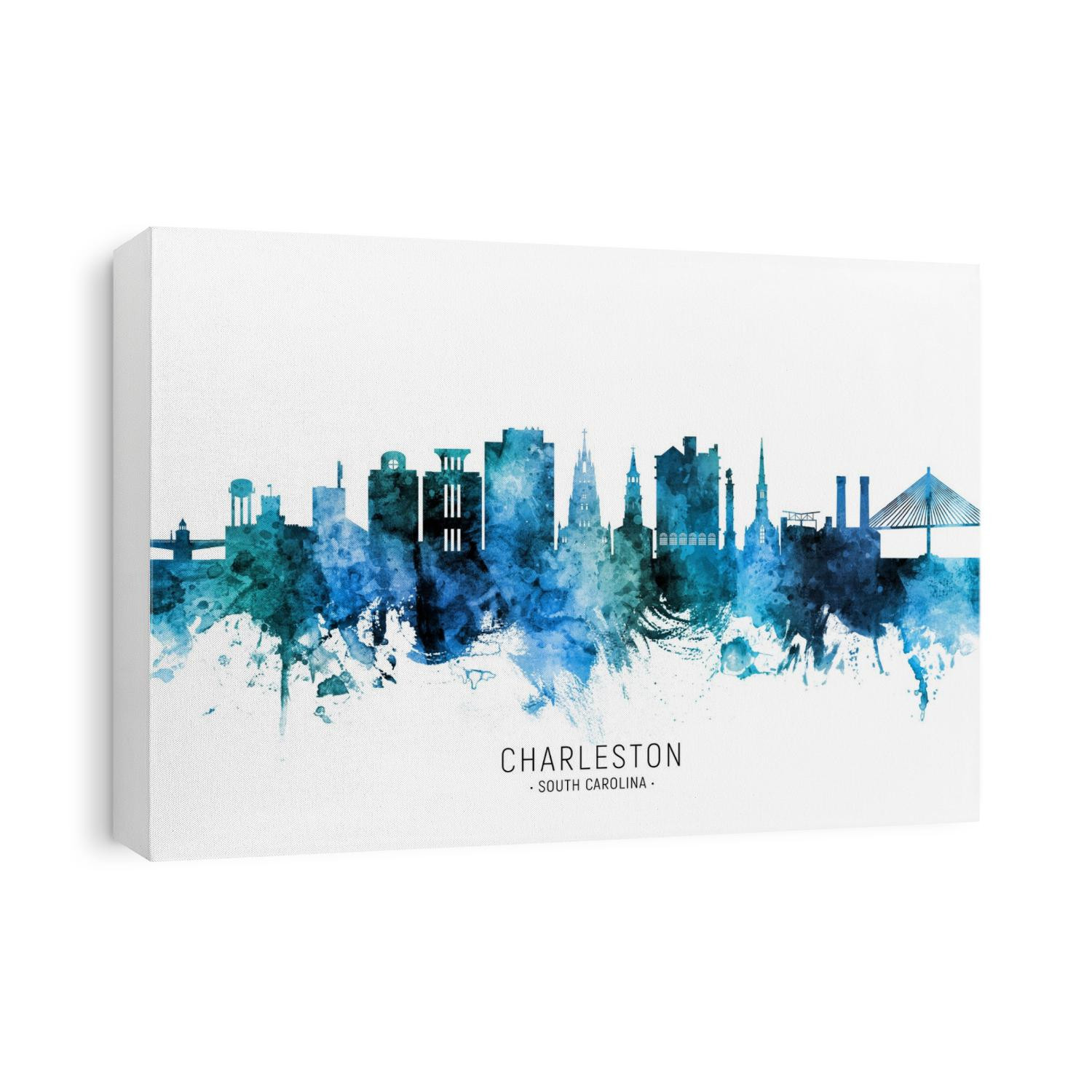 Watercolor art print of the skyline of Charleston, South Carolina, United States