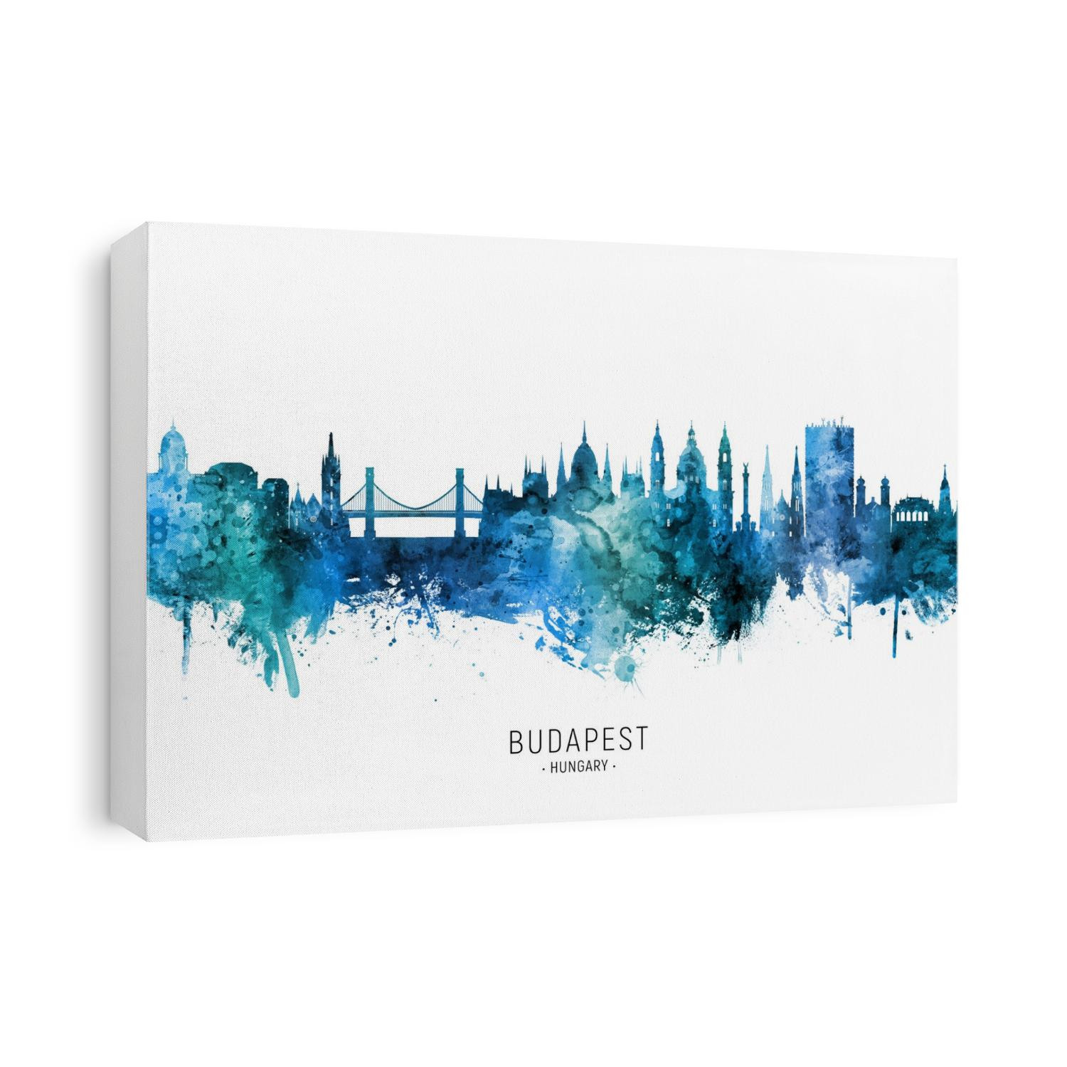 Watercolor art print of the skyline of Budapest, Hungary 