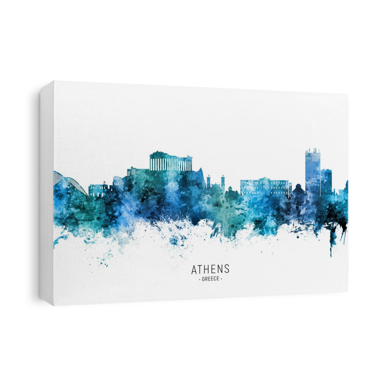 Watercolor art print of the skyline of Athens, Greece