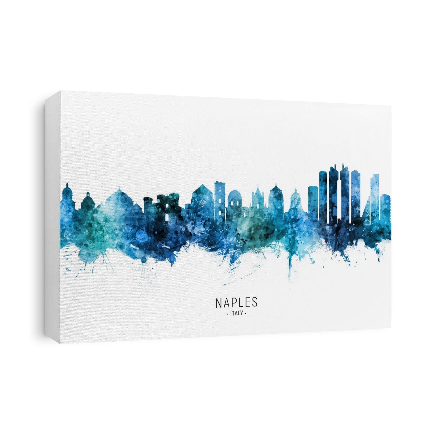 Watercolor art print of the skyline of Naples, Italy