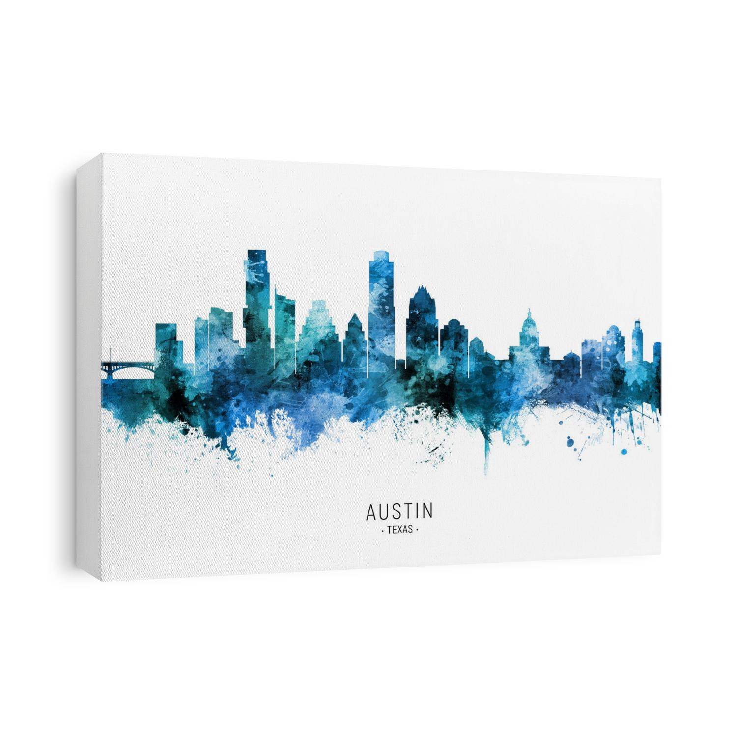 Watercolor art print of the skyline of Austin, Texas, United States