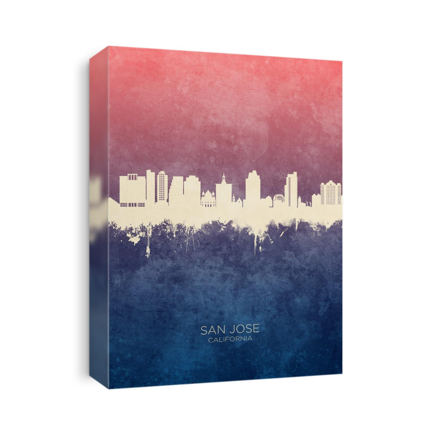 Watercolor art print of the skyline of San Jose, California, United States