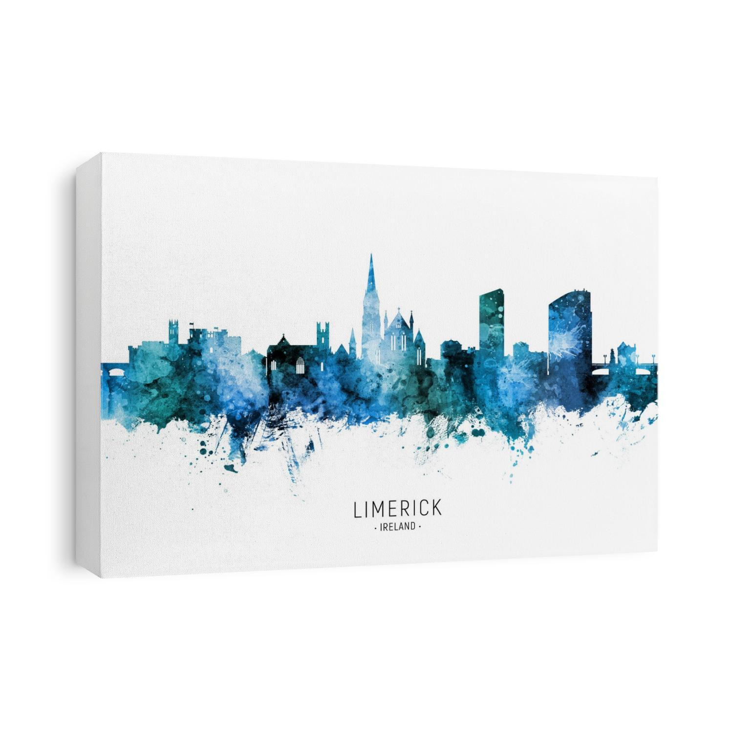 Watercolor art print of the skyline of Limerick, Ireland