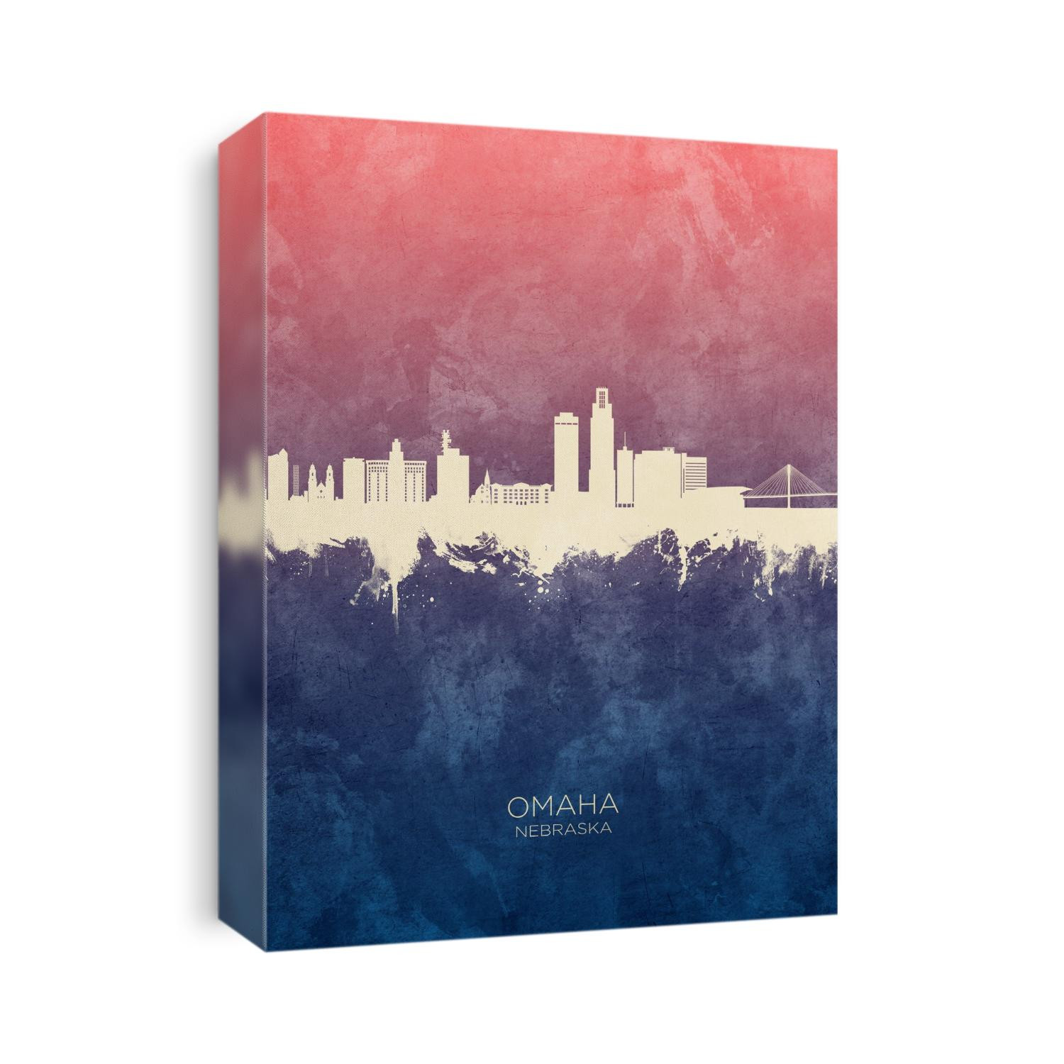 Watercolor art print of the skyline of Omaha, Nebraska