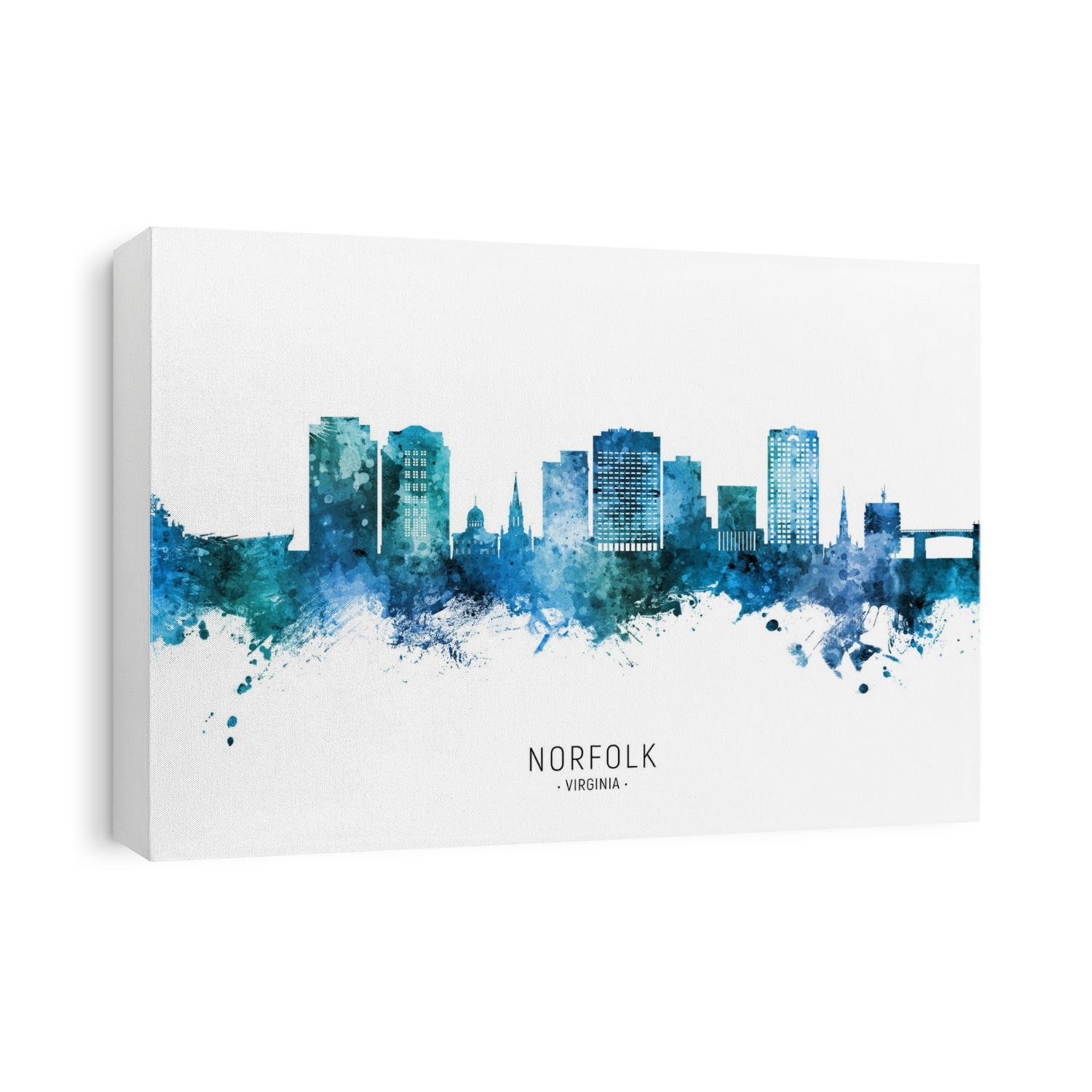Watercolor art print of the skyline of Norfolk, Virginia