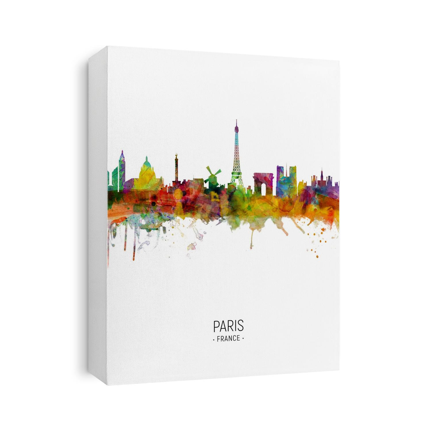 Watercolor art print of the skyline of Paris, France