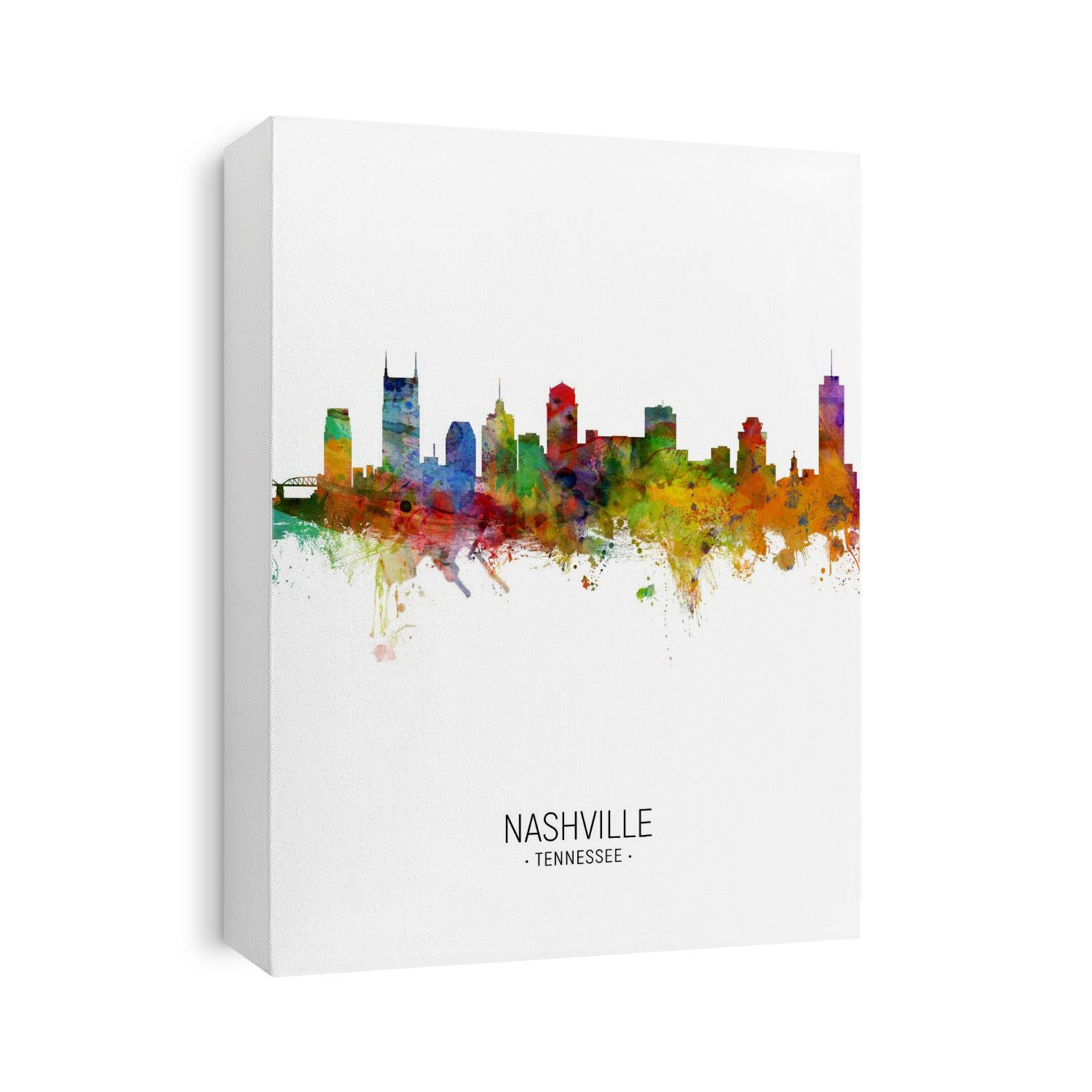 Watercolor art print of the skyline of Nashville, Tennessee, United States
