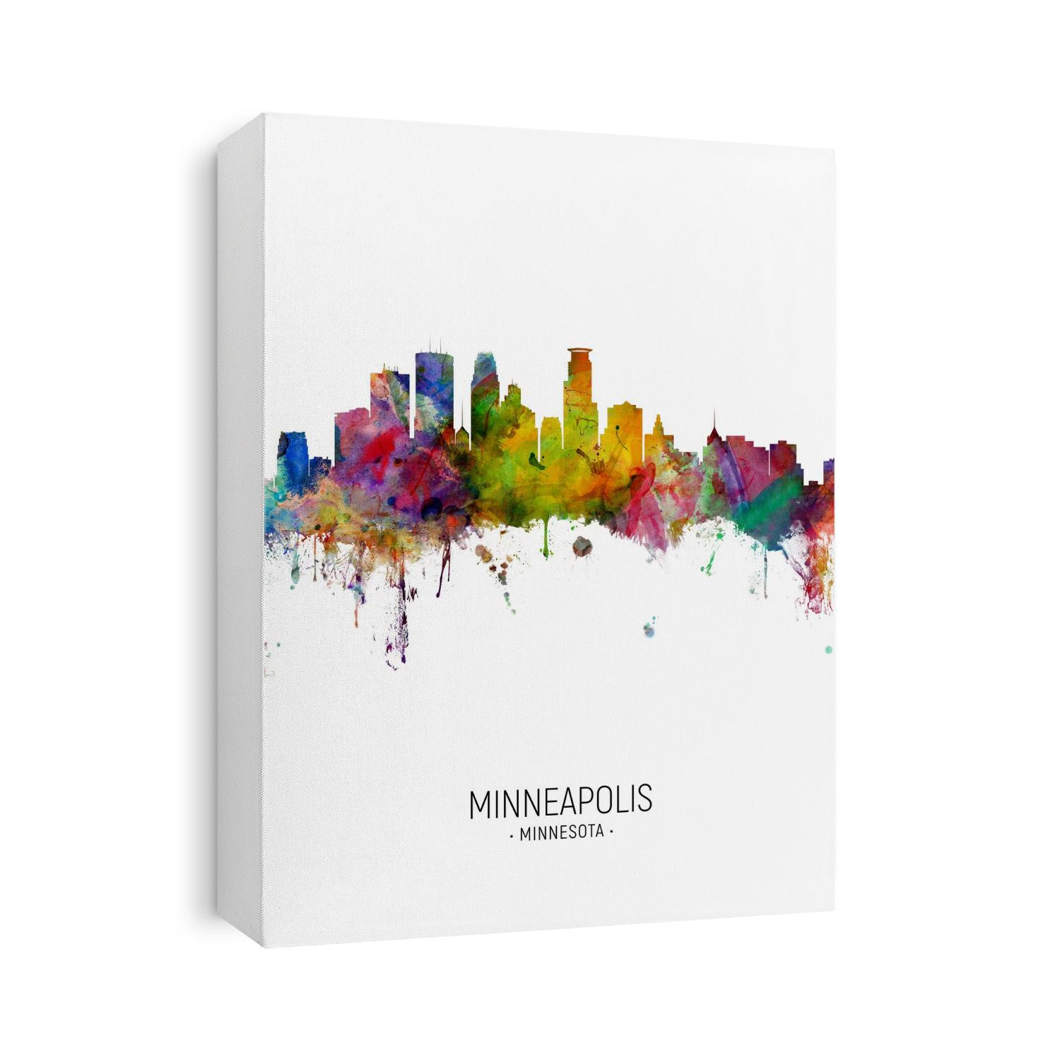 Watercolor art print of the skyline of Minneapolis, Minnesota, United States