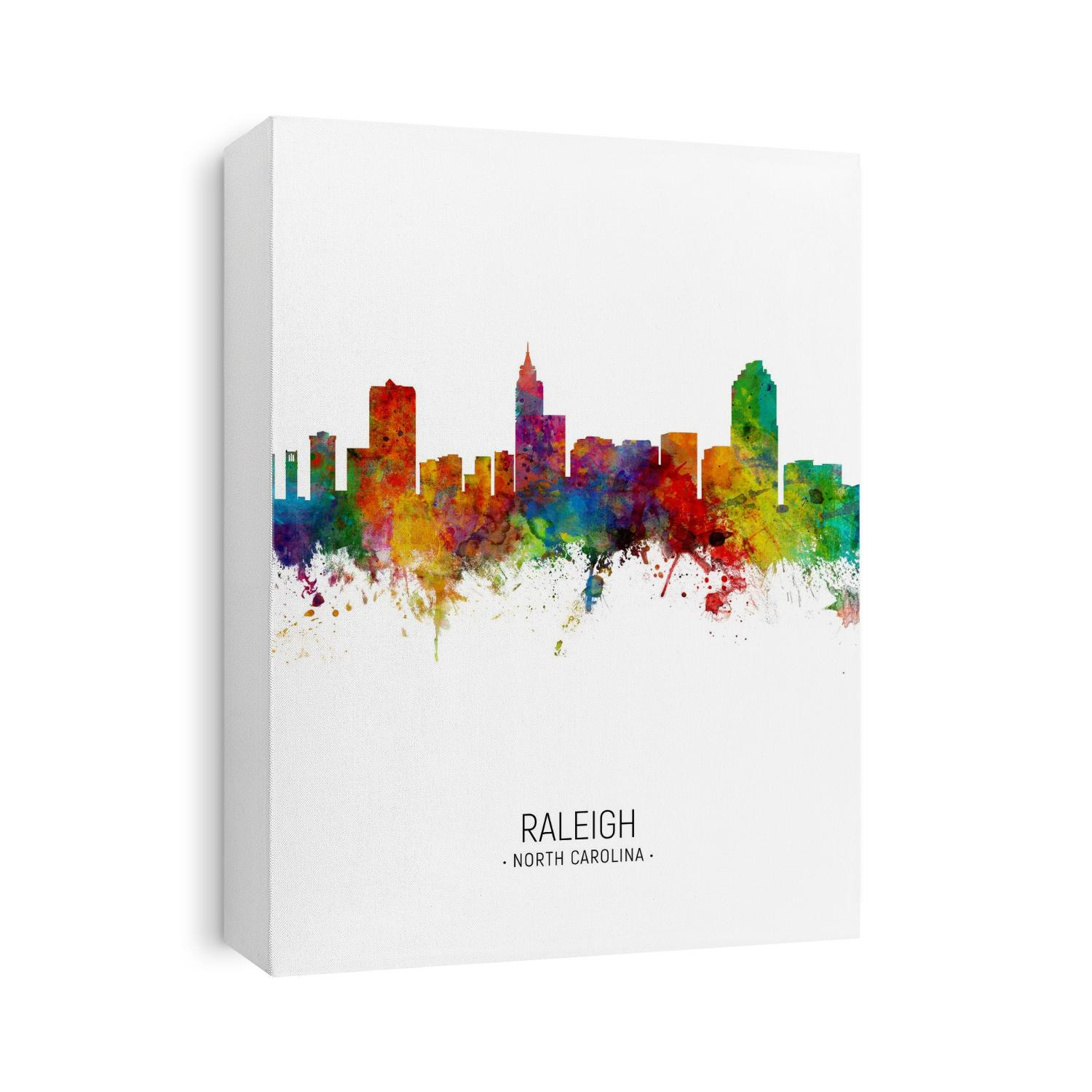 Watercolor art print of the skyline of Raleigh, North Carolina, United States