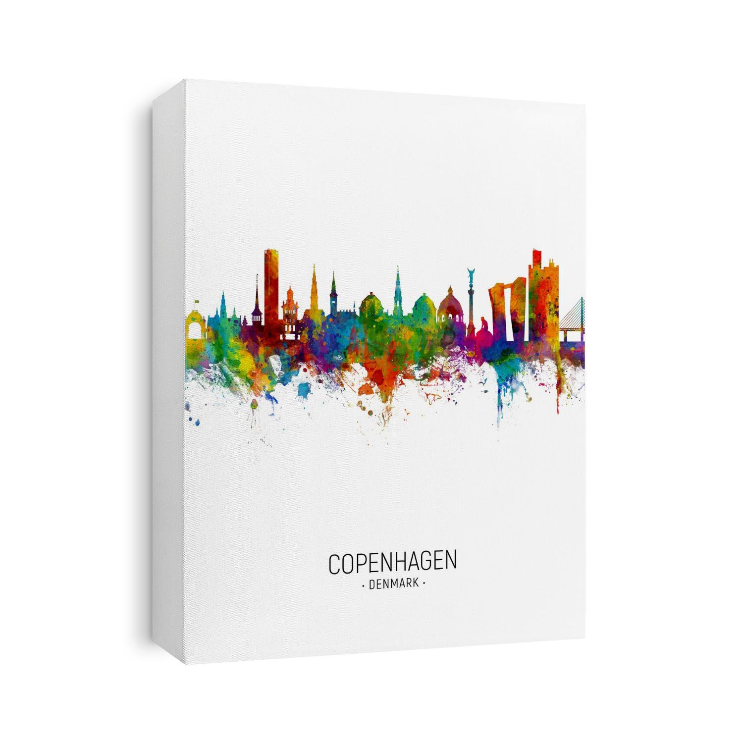 Watercolor art print of the skyline of Copenhagen, Denmark 
