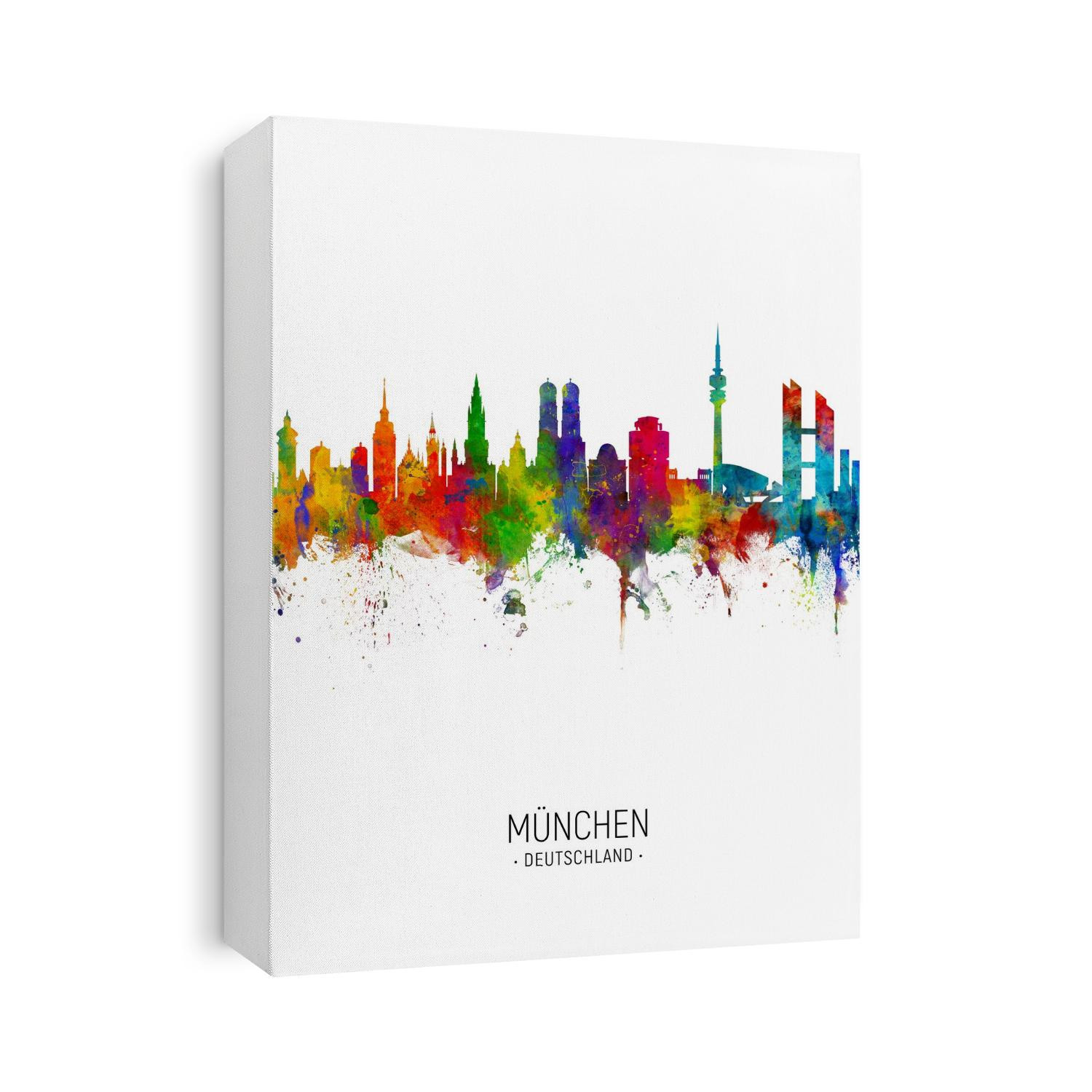 Watercolor art print of the skyline of Munich, Germany (München)