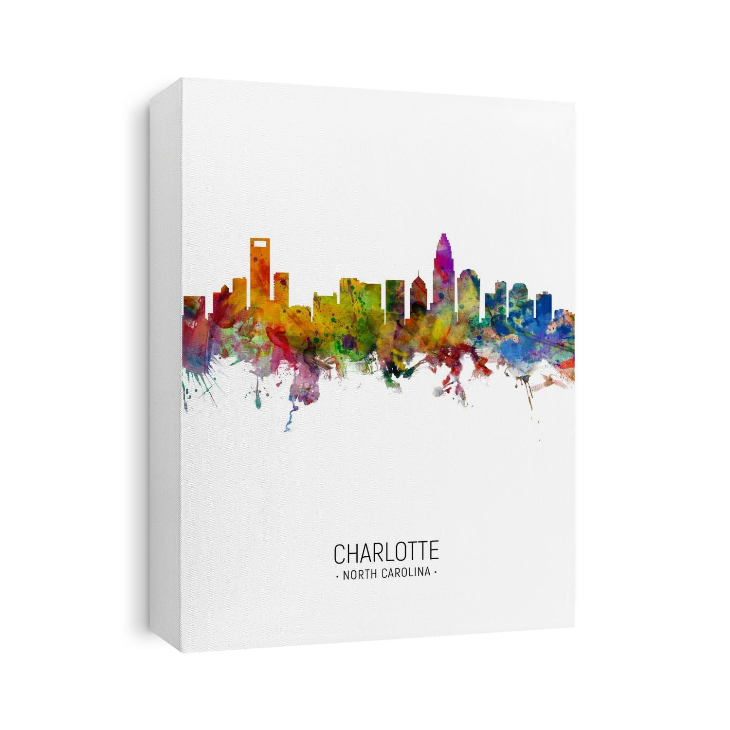 Watercolor art print of the skyline of Charlotte, North Carolina, United States