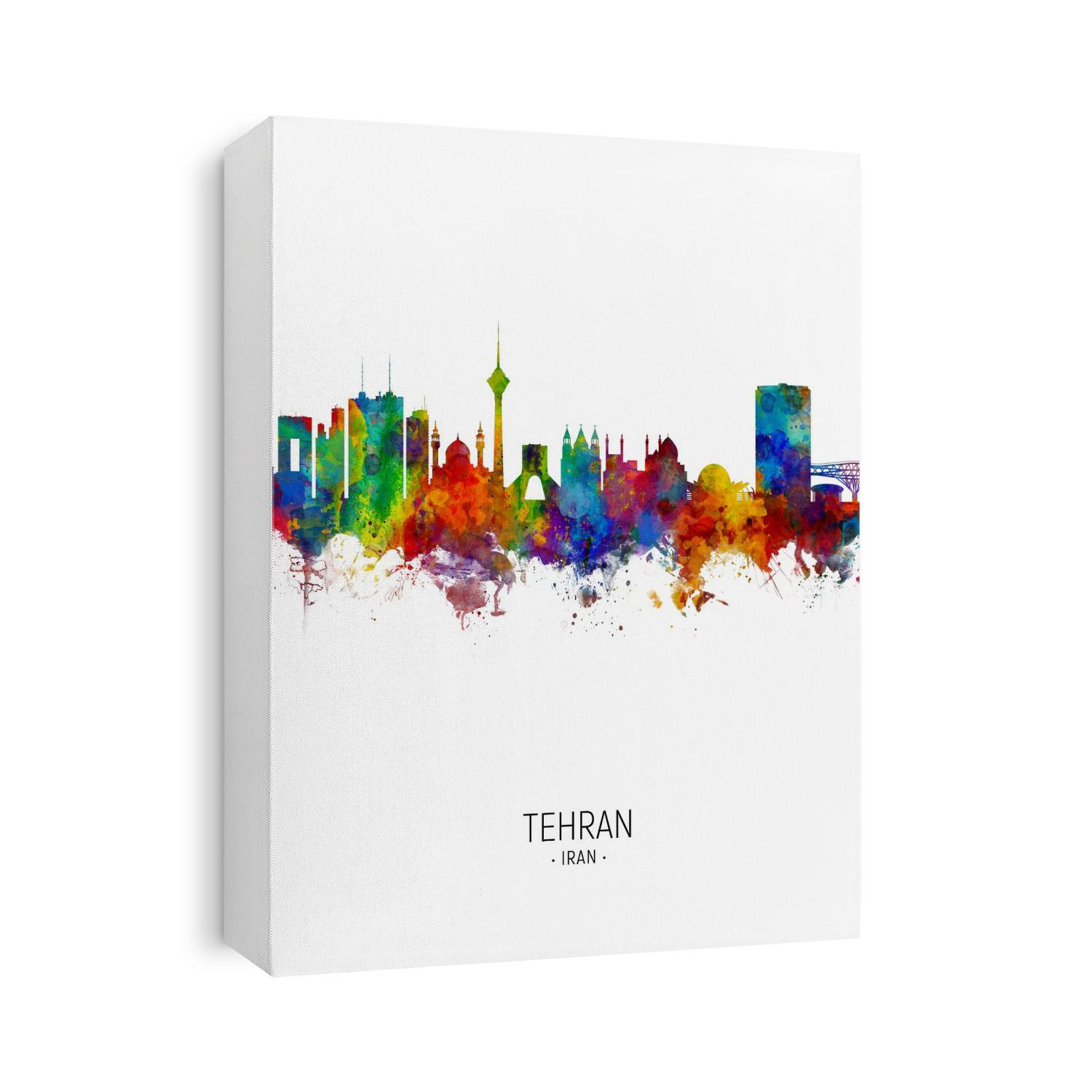 Watercolor art print of the skyline of Tehran, Iran 