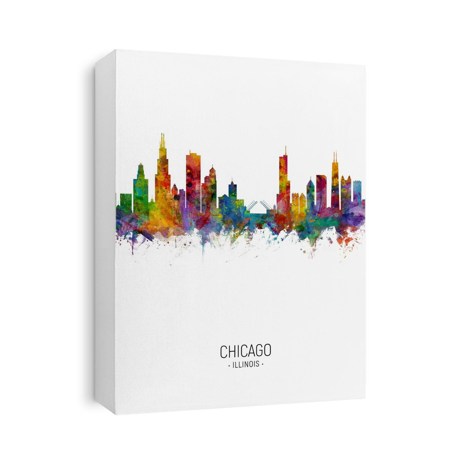 Watercolor art print of the skyline of Chicago, Illinois, United States