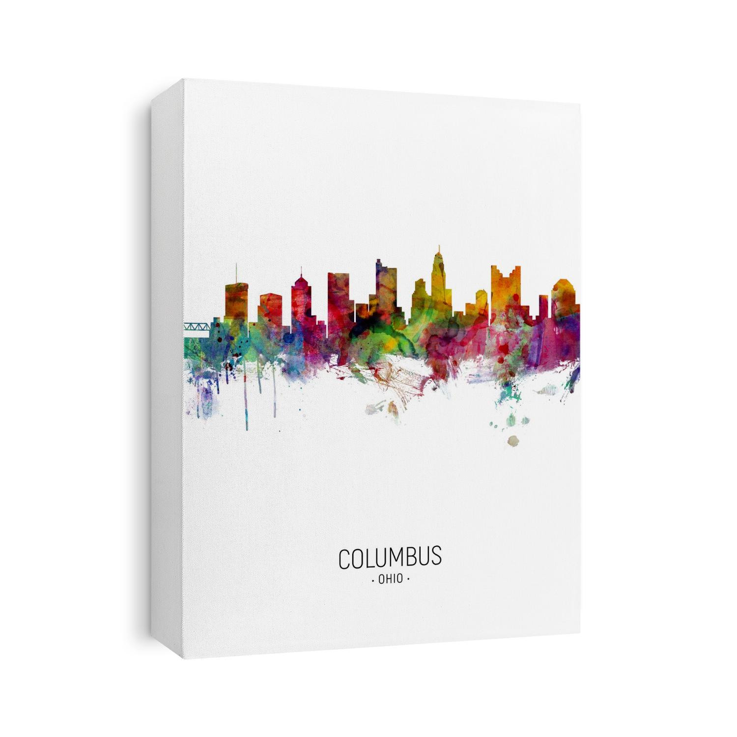 Watercolor art print of the skyline of Columbus, Ohio, United States