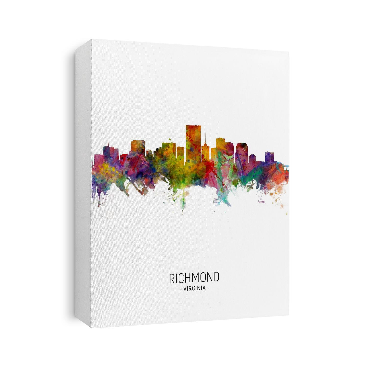 Watercolor art print of the skyline of Richmond, Virginia, United States