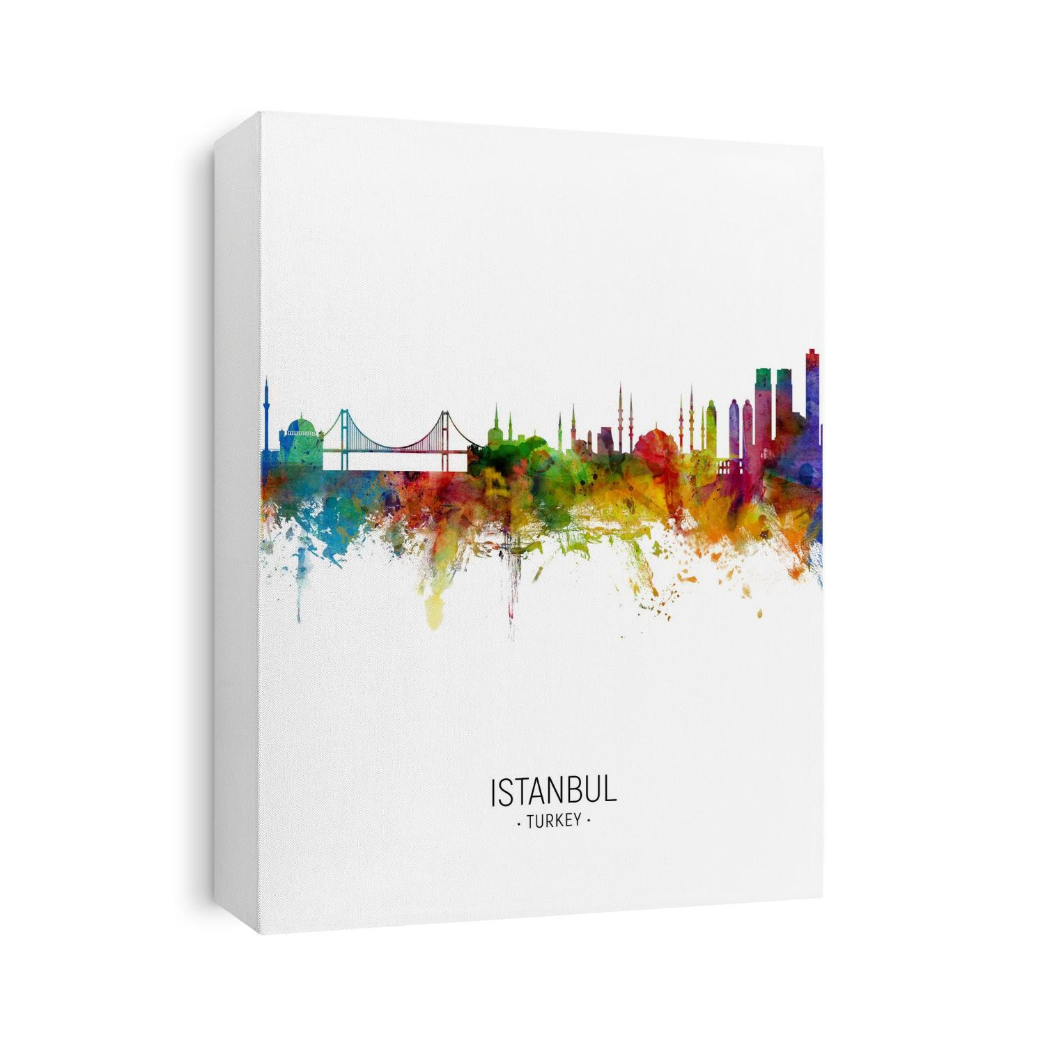 Watercolor art print of the skyline of Istanbul, Turkey