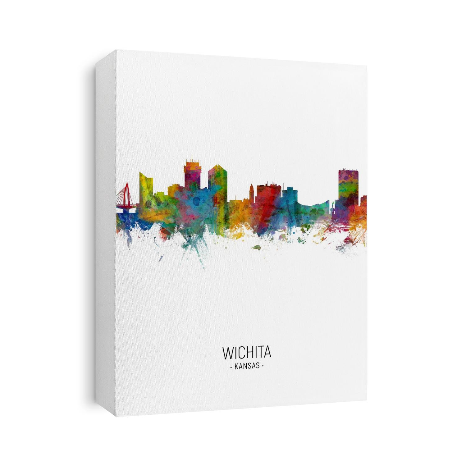 Watercolor art print of the skyline of Wichita, Kansas, United States