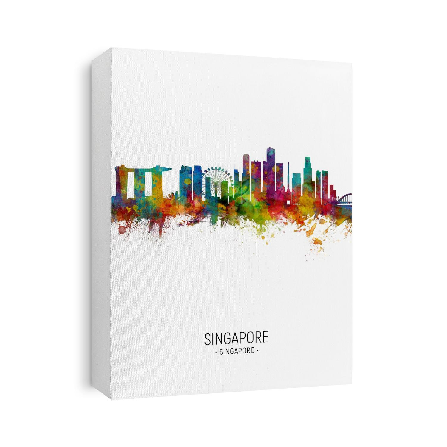Watercolor art print of the skyline of Singapore