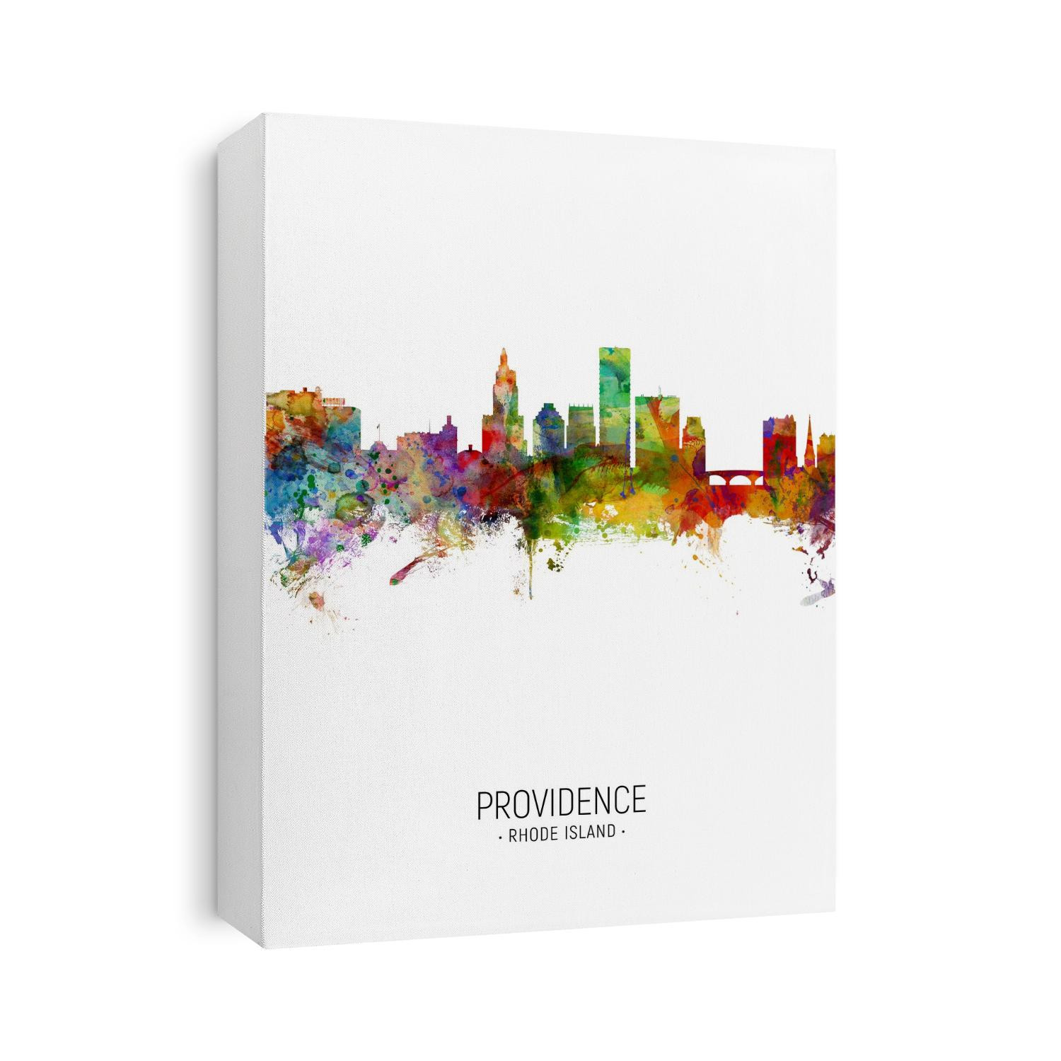 Watercolor art print of the skyline of Providence, Rhode Island, United States