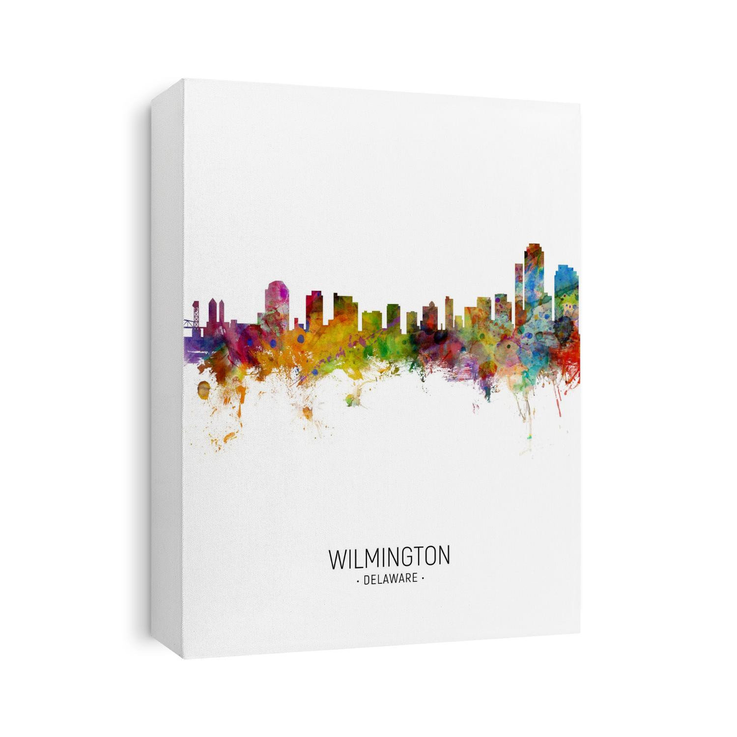 Watercolor art print of the skyline of Wilmington, Delaware, United States