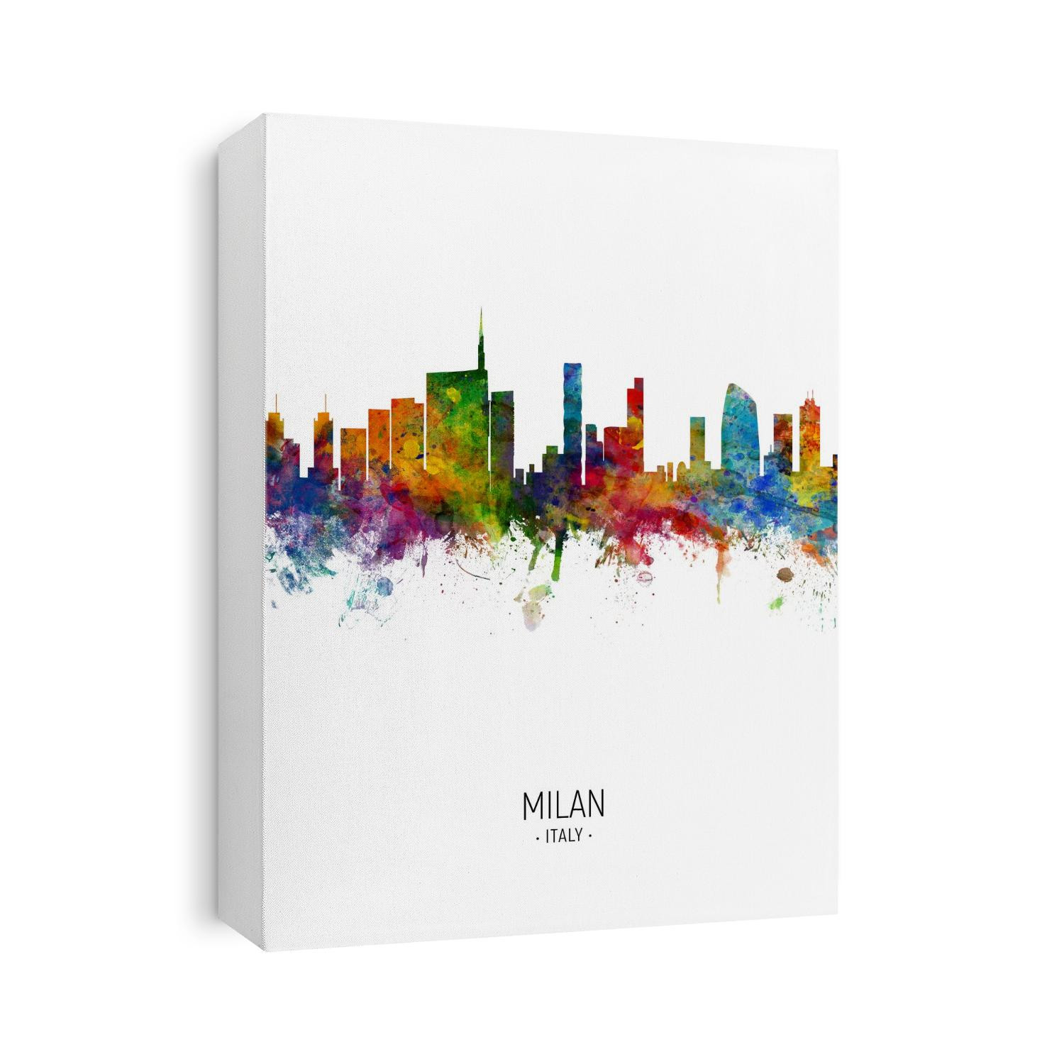 Watercolor art print of the skyline of Milan, Italy