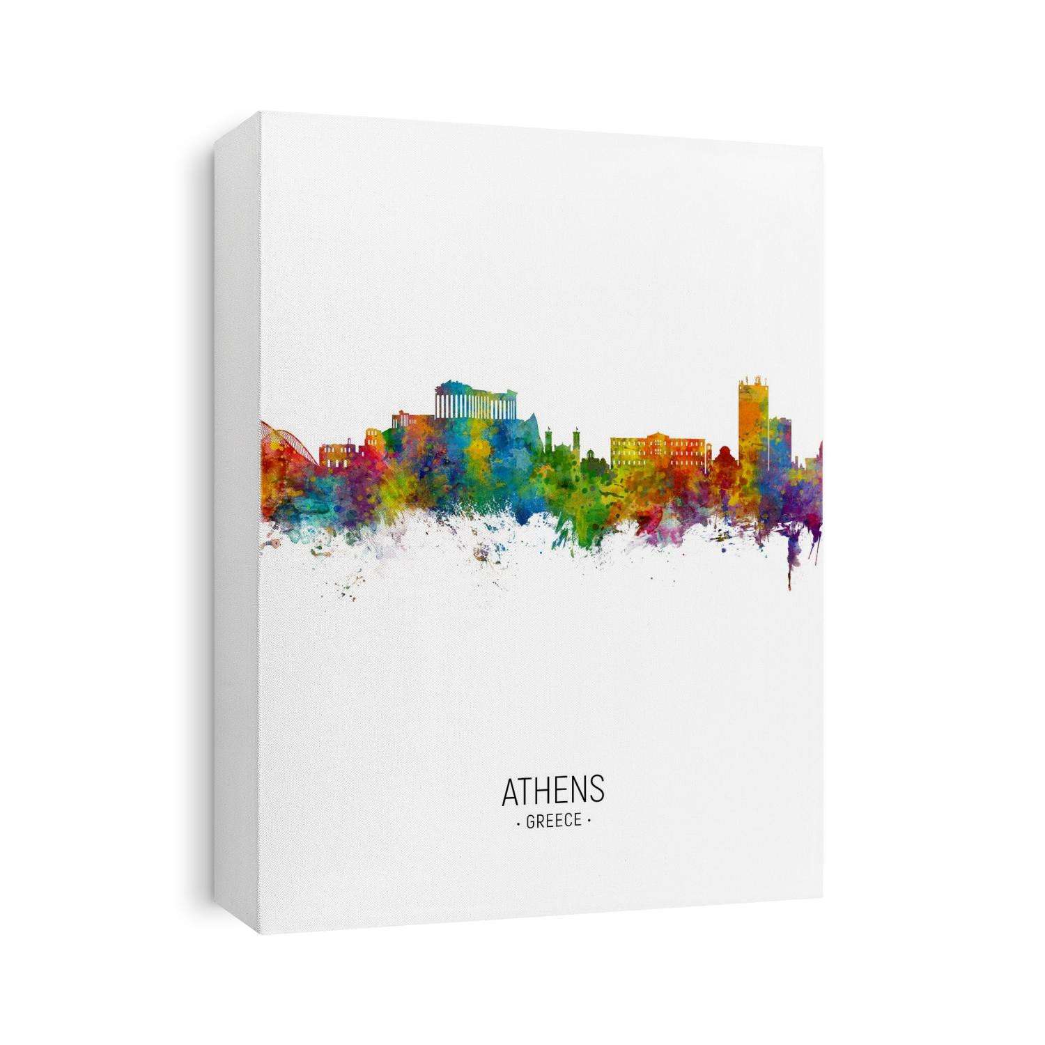 Watercolor art print of the skyline of Athens, Greece